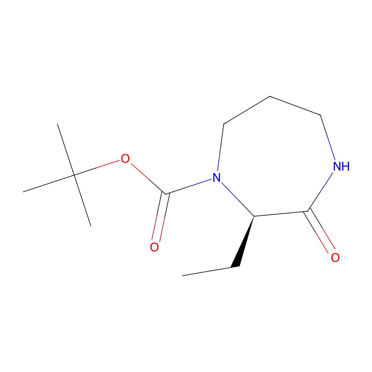tert-butyl (2R)-2-ethyl-3-oxo-1,4-diazepane-1-carboxylate molecular structure, CAS 2165651-07-8