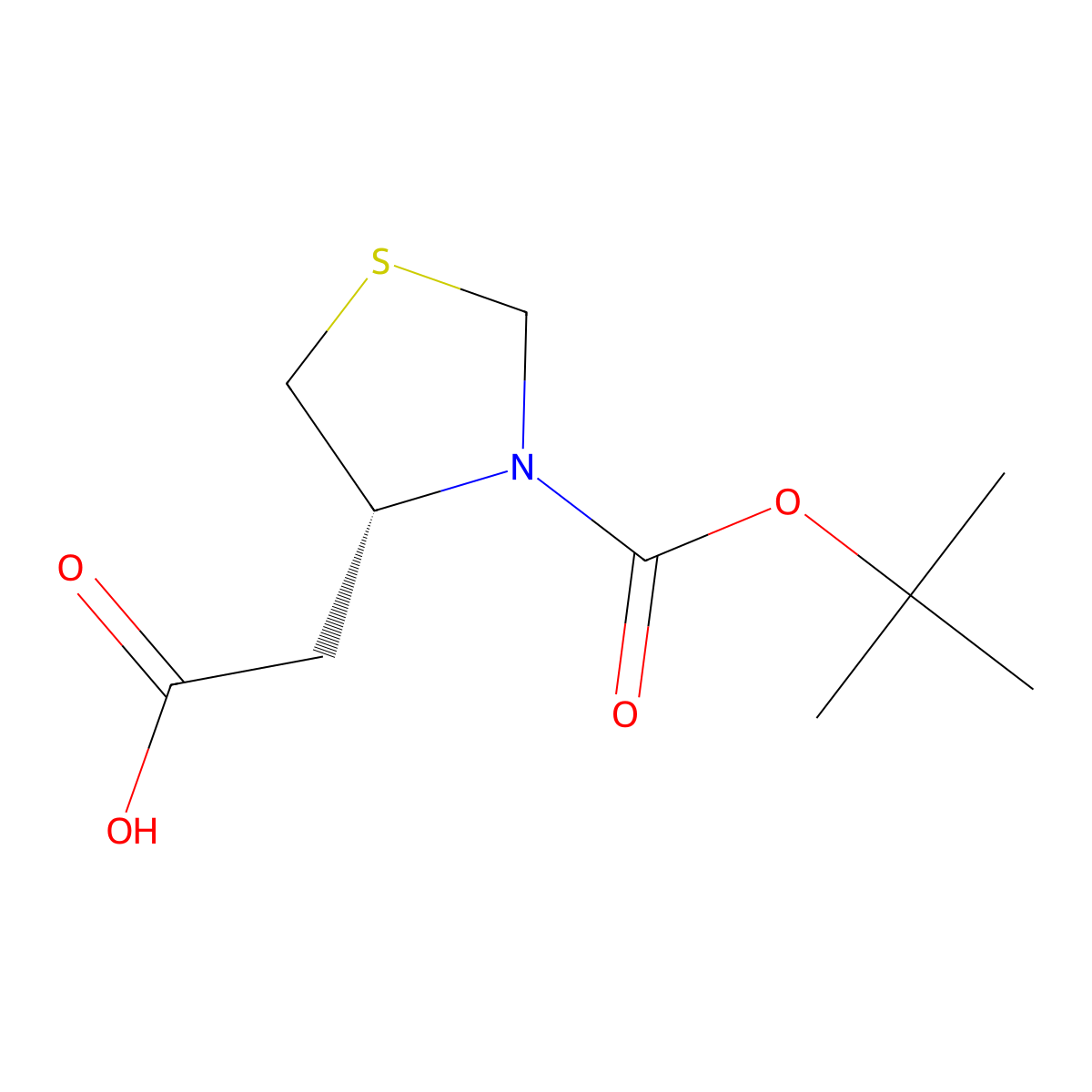 2-[(4R)-3-[(tert-butoxy)carbonyl]-1,3-thiazolidin-4-yl]acetic acid molecular structure, CAS 2165659-41-4