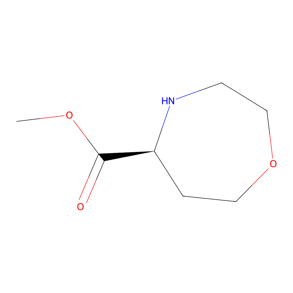 Methyl (S)-1,4-oxazepane-5-carboxylate molecular structure, CAS 2165664-99-1