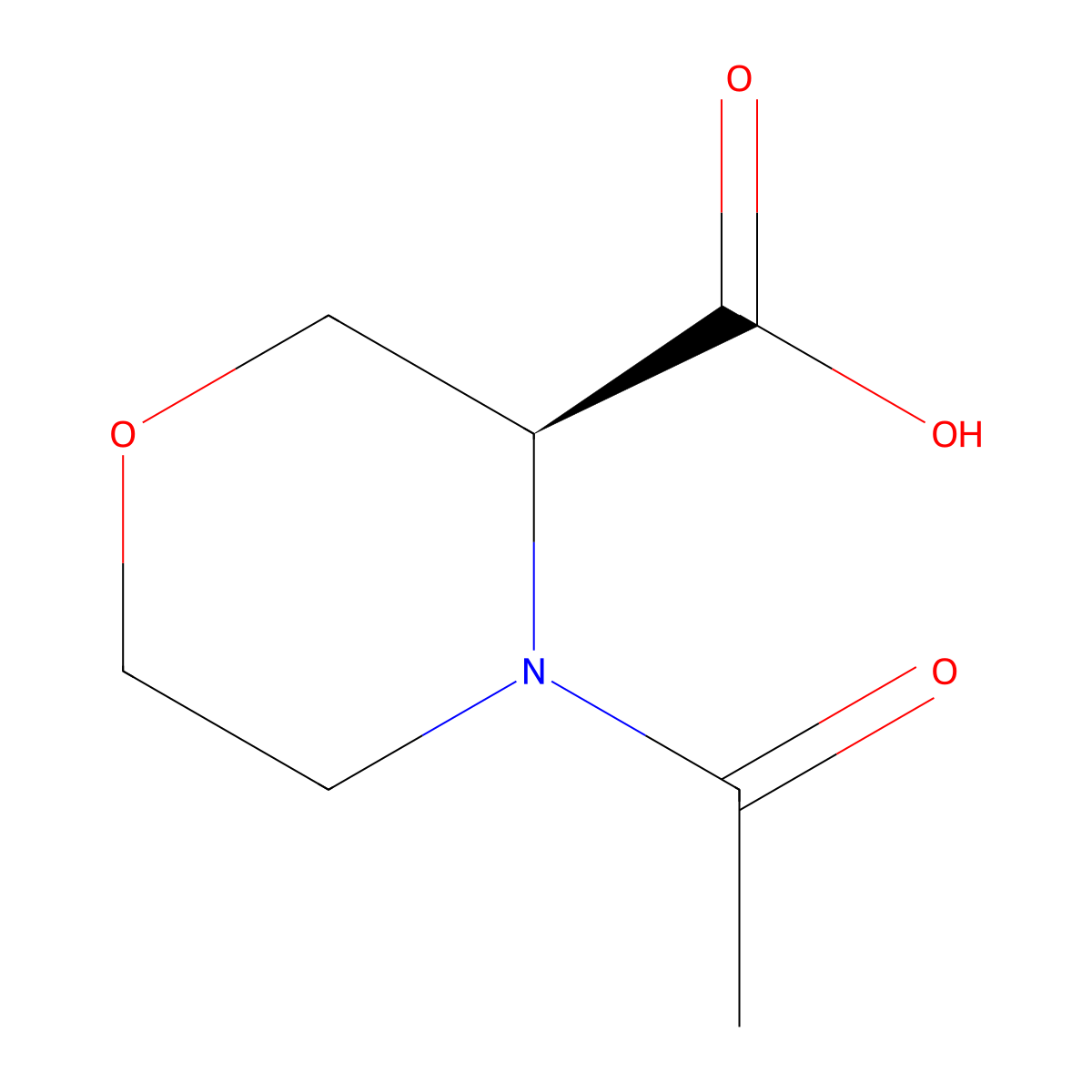 (3S)-4-acetylmorpholine-3-carboxylic acid molecular structure, CAS 2165679-80-9