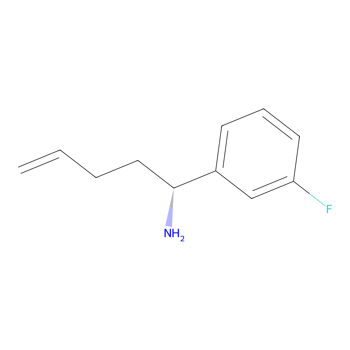 (1R)-1-(3-fluorophenyl)pent-4-en-1-amine molecular structure, CAS 2165691-25-6