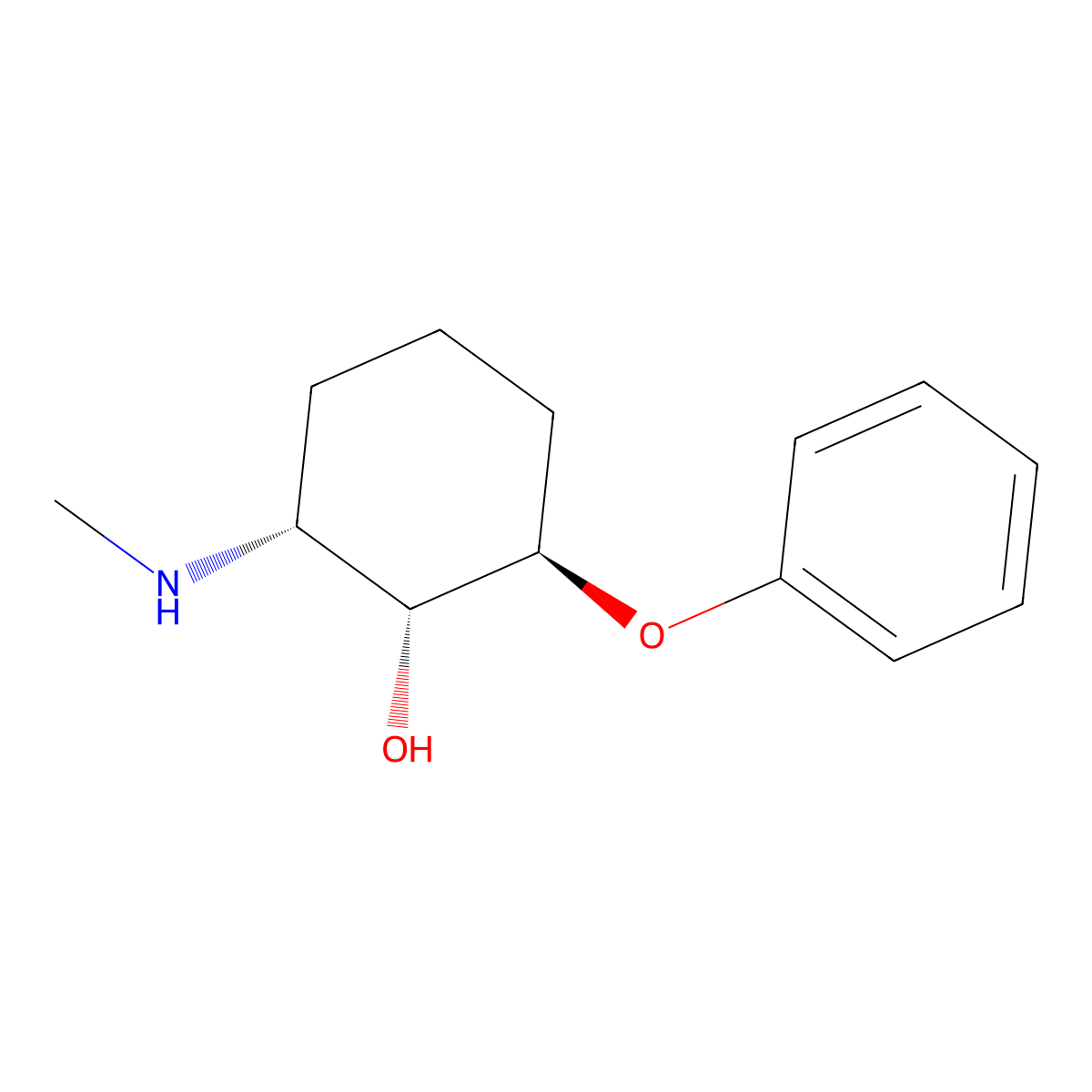 rac-(1R,2R,6R)-2-(methylamino)-6-phenoxycyclohexan-1-ol molecular structure, CAS 2165694-63-1