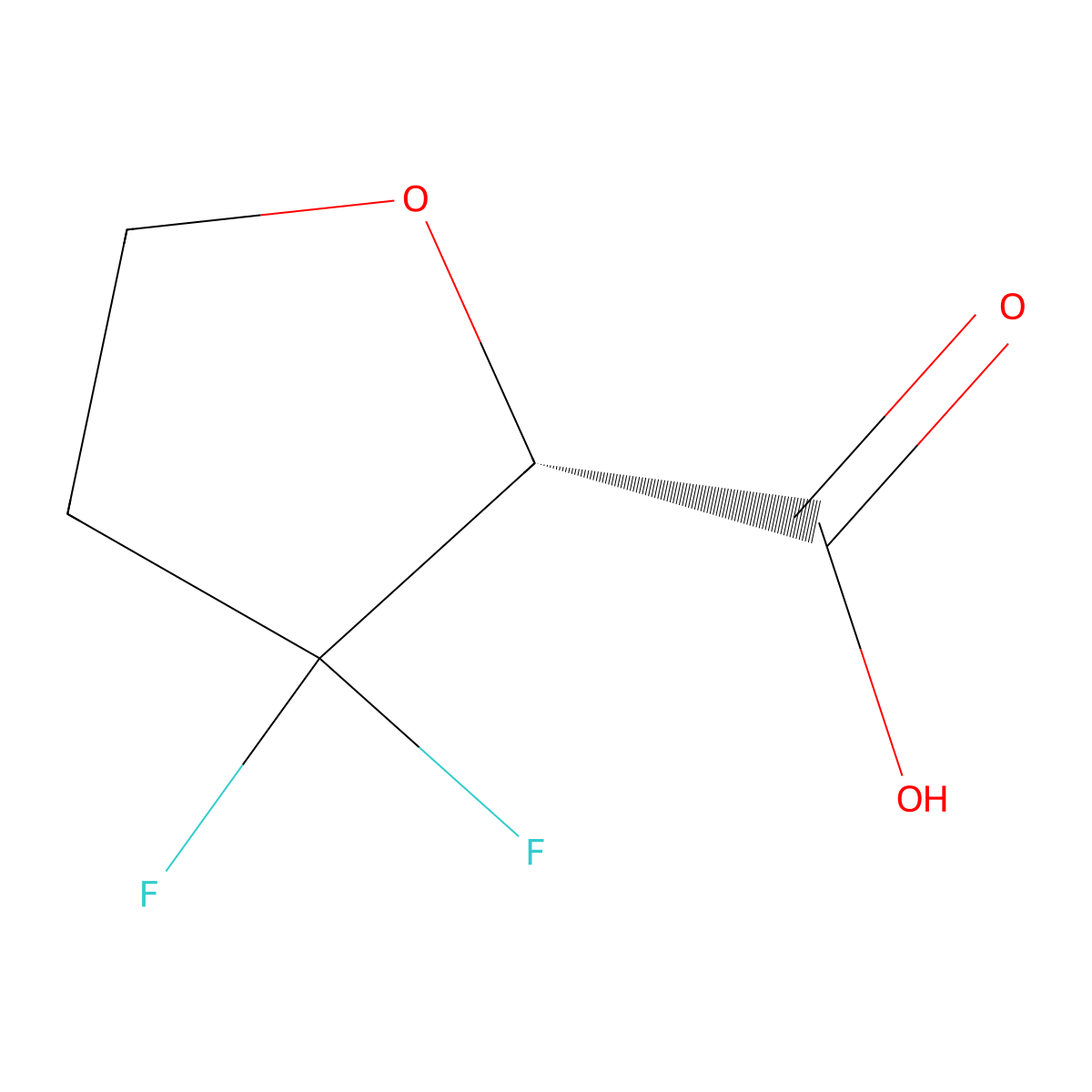 (2R)-3,3-difluorooxolane-2-carboxylic acid molecular structure, CAS 2165695-87-2