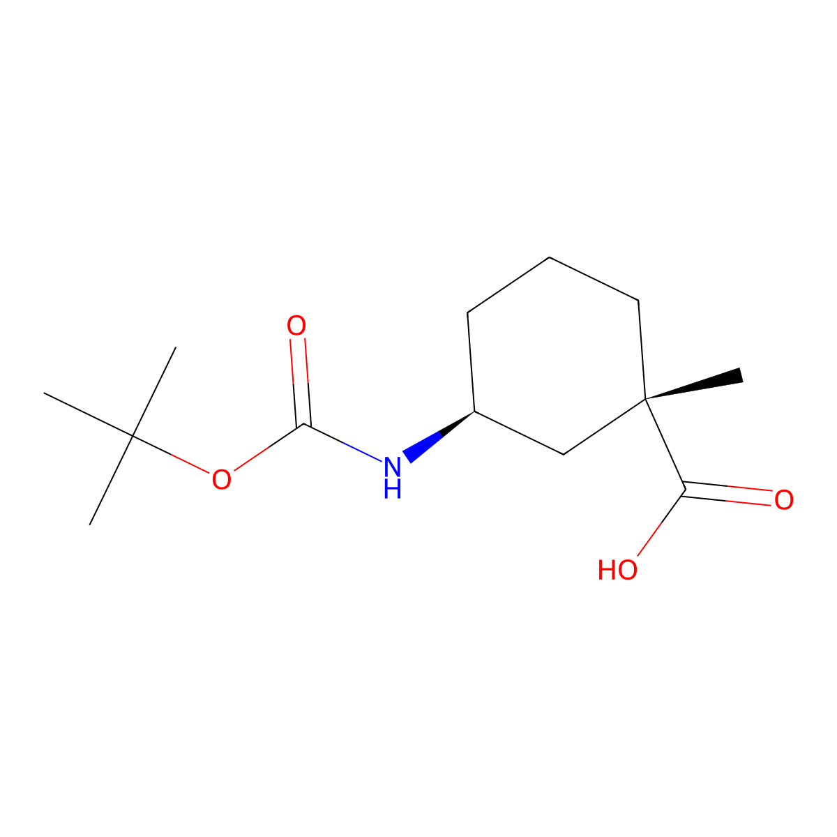 (1S,3S)-3-{[(tert-butoxy)carbonyl]amino}-1-methylcyclohexane-1-carboxylic acid molecular structure, CAS 2165697-92-5