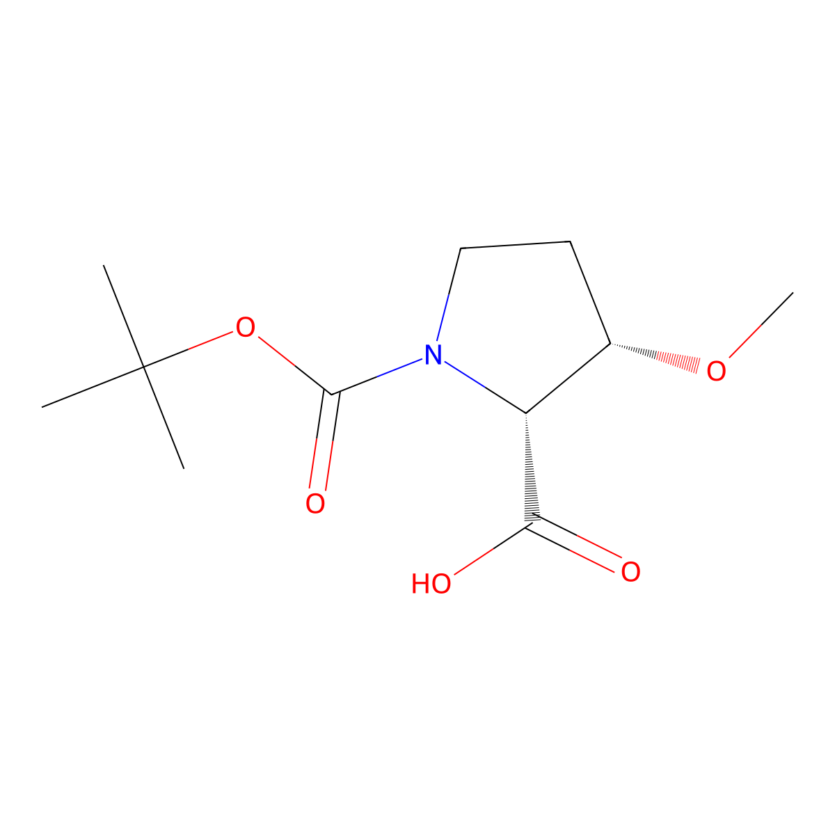(2R,3S)-1-[(tert-Butoxy)carbonyl]-3-methoxypyrrolidine-2-carboxylic acid molecular structure, CAS 2165699-77-2