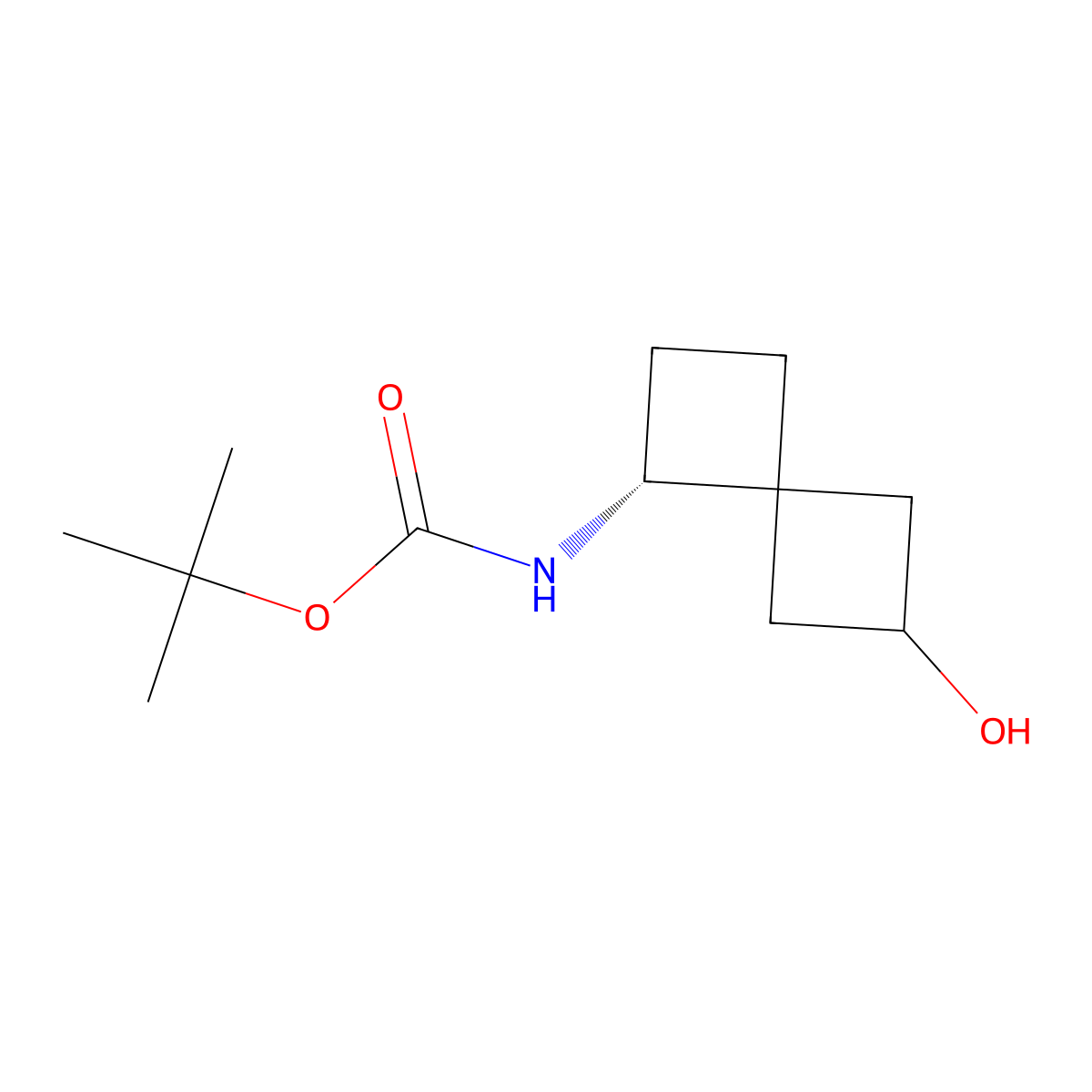 tert-Butyl ((1R,4s,6R)-6-hydroxyspiro[3.3]heptan-1-yl)carbamate molecular structure, CAS 2165700-25-2