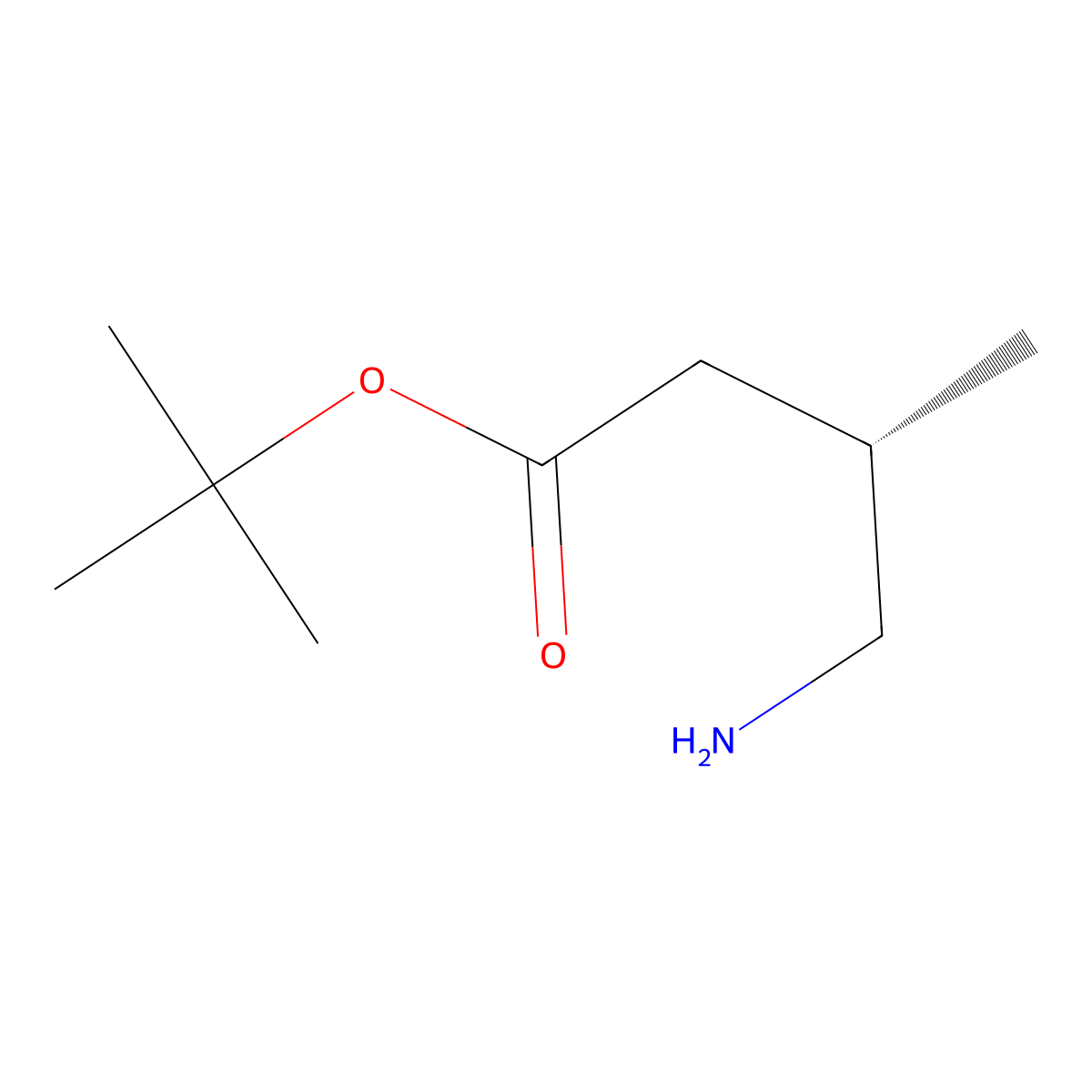 tert-butyl (3S)-4-amino-3-methylbutanoate molecular structure, CAS 2165700-76-3