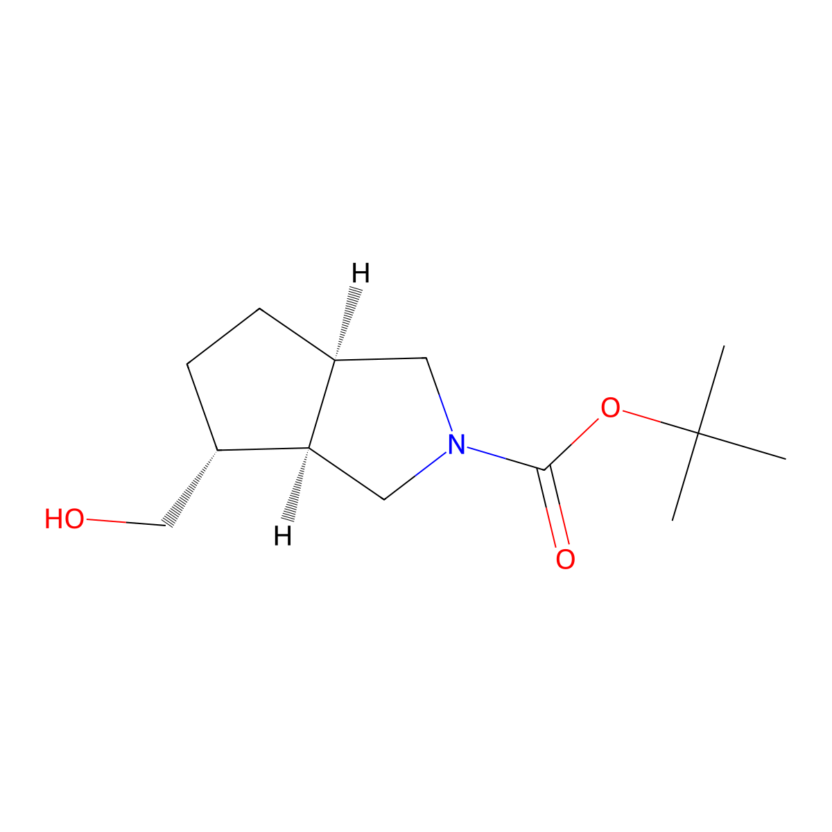 (3aR,4R,6aR)-tert-butyl 4-(hydroxymethyl)hexahydrocyclopenta[c]pyrrole-2(1H)-carboxylate molecular structure, CAS 2165702-13-4