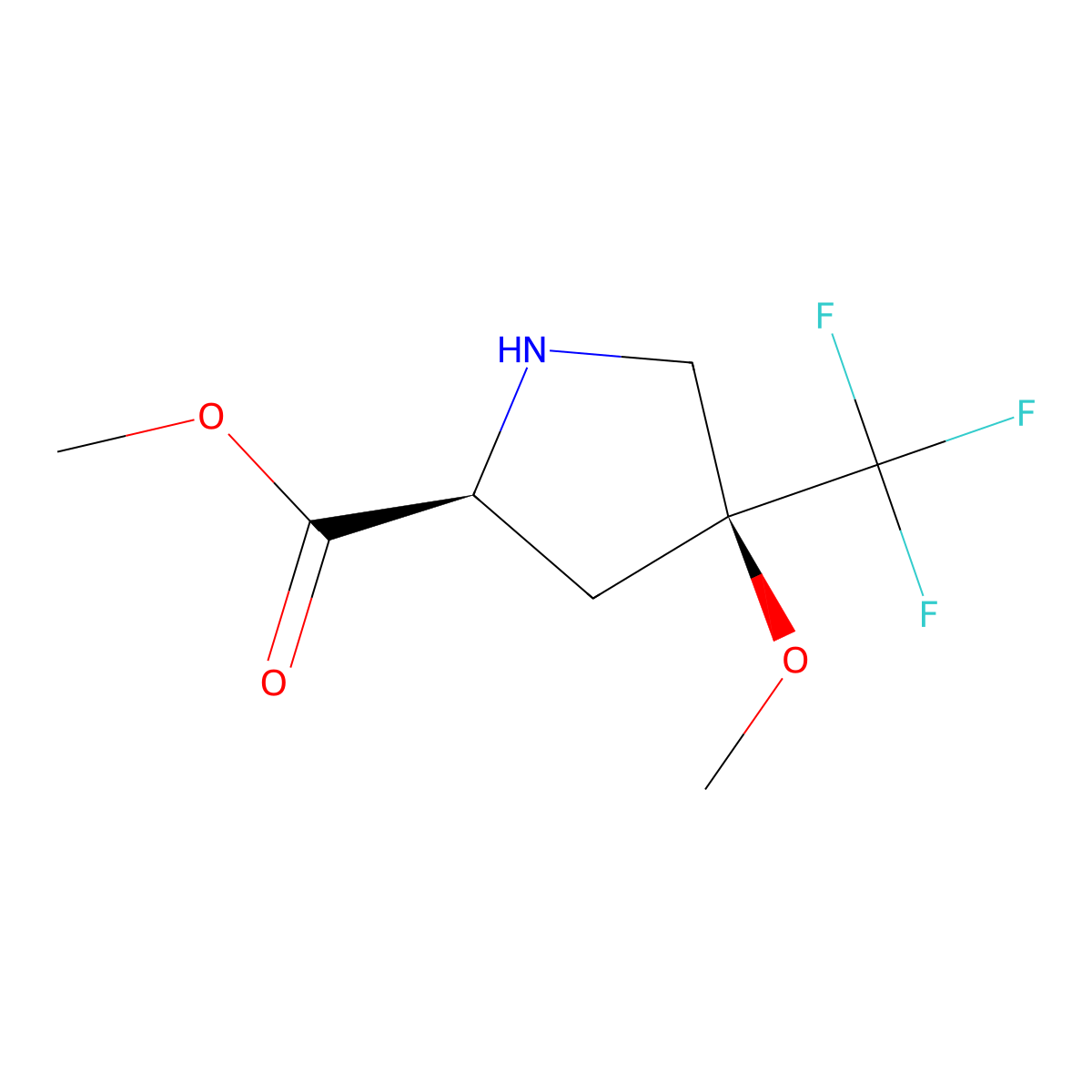 methyl (2S,4S)-4-methoxy-4-(trifluoromethyl)pyrrolidine-2-carboxylate molecular structure, CAS 2165702-16-7