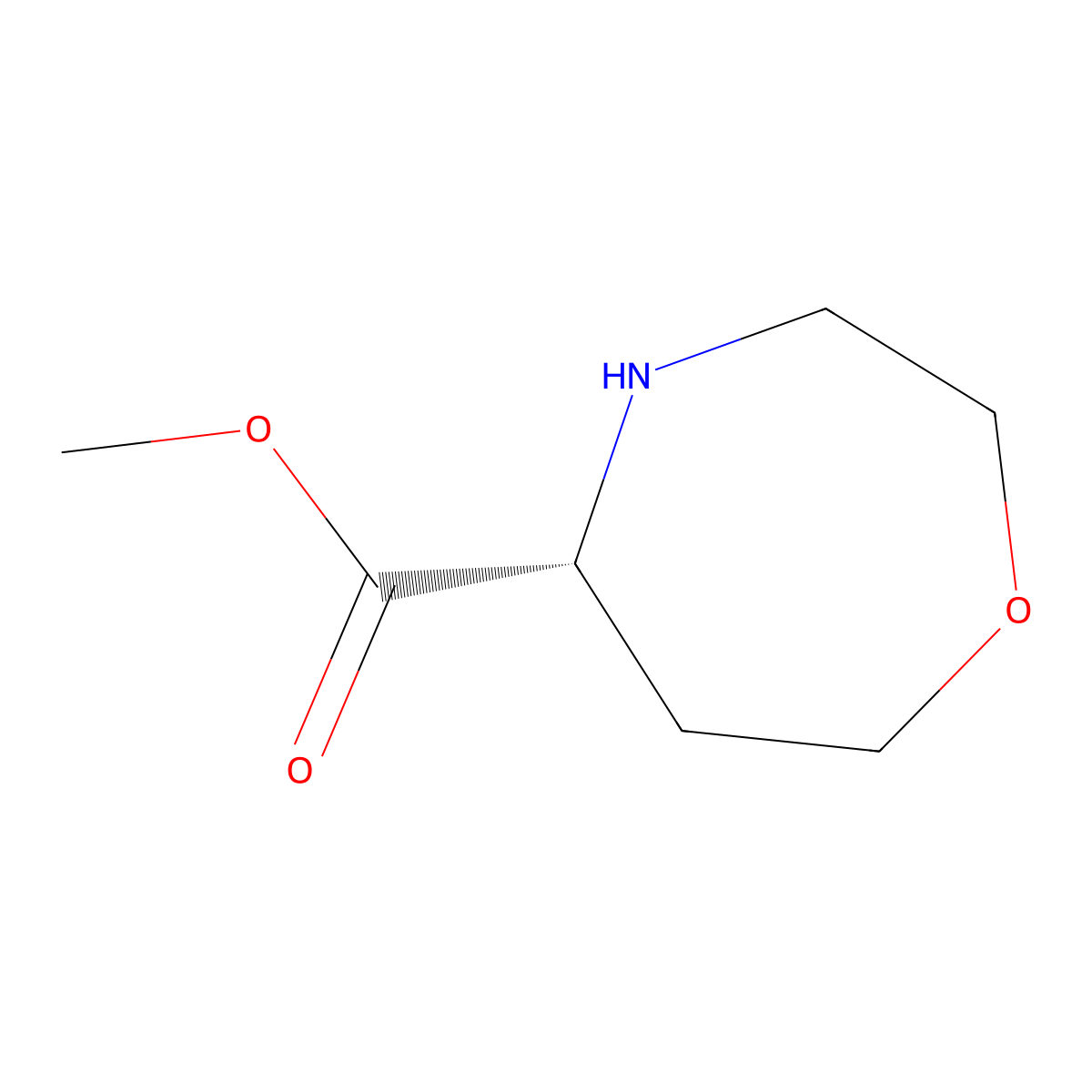 Methyl (R)-1,4-oxazepane-5-carboxylate molecular structure, CAS 2165703-75-1