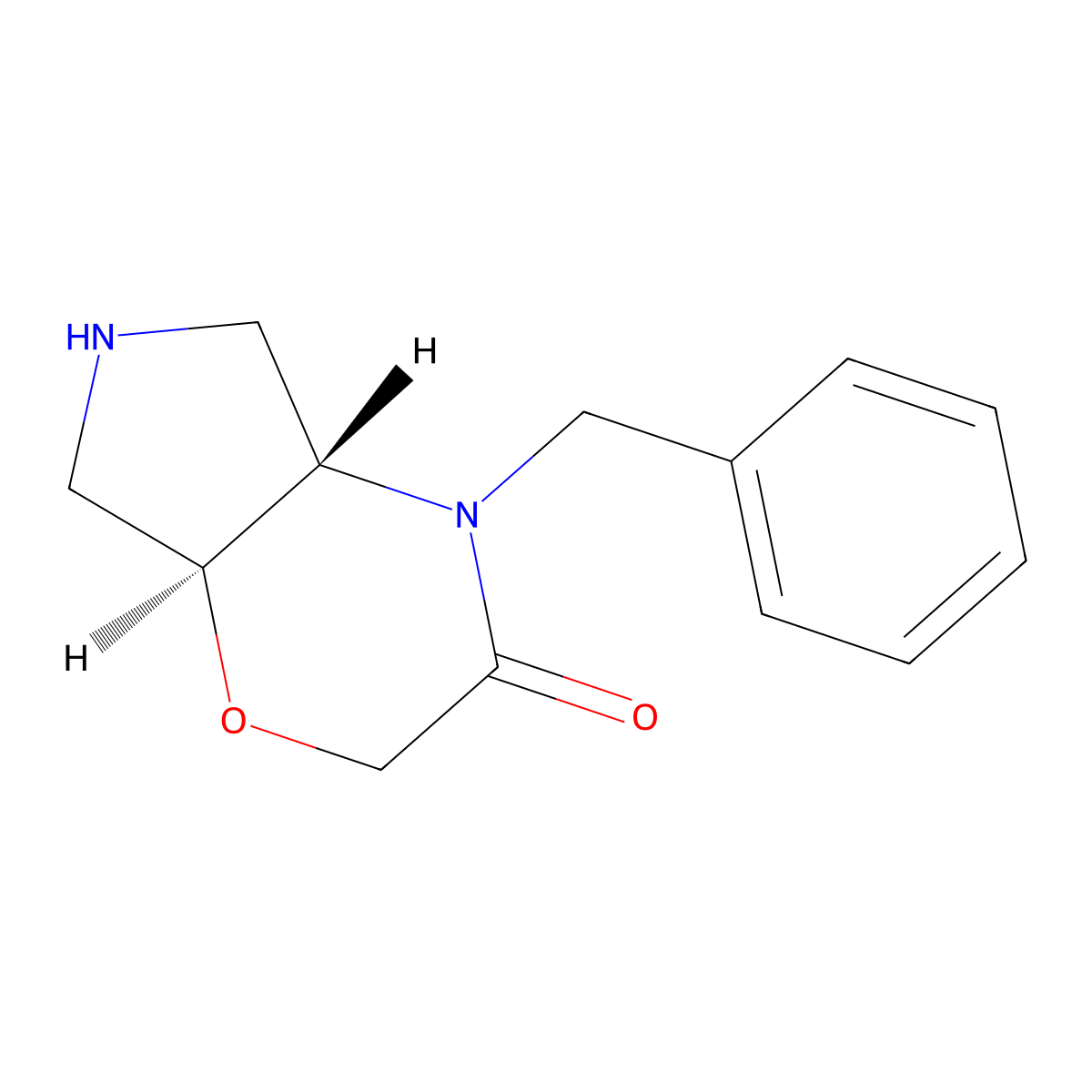 (4aS,7aS)-4-benzyl-octahydropyrrolo[3,4-b][1,4]oxazin-3-one molecular structure, CAS 2165706-28-3