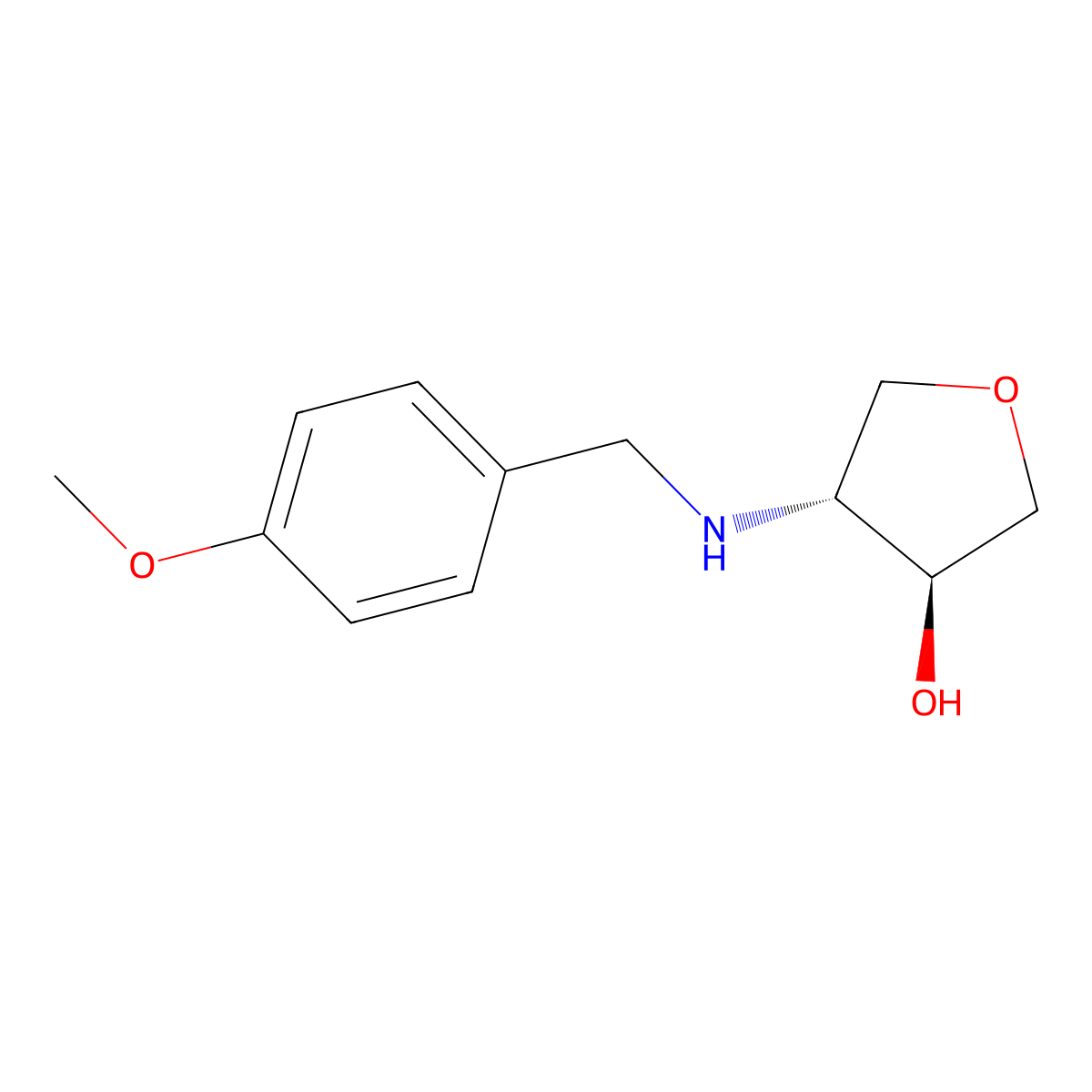 (3S,4R)-4-{[(4-methoxyphenyl)methyl]amino}oxolan-3-ol molecular structure, CAS 2165706-68-1