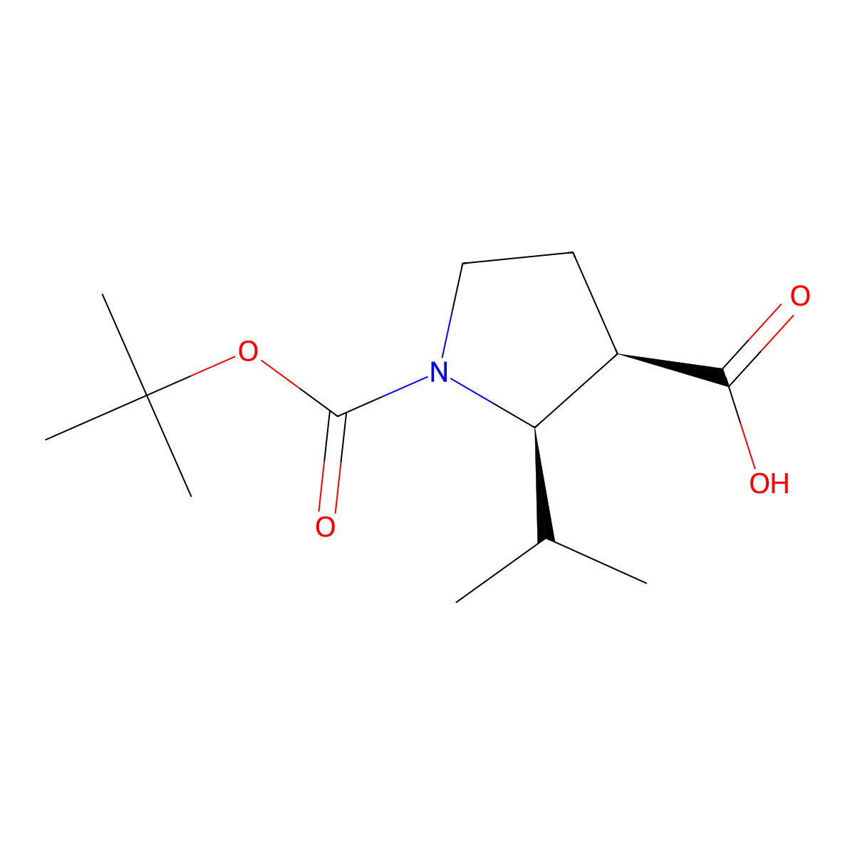(2R,3R)-1-[(2-methylpropan-2-yl)oxycarbonyl]-2-propan-2-ylpyrrolidine-3-carboxylic acid molecular structure, CAS 2165712-77-4