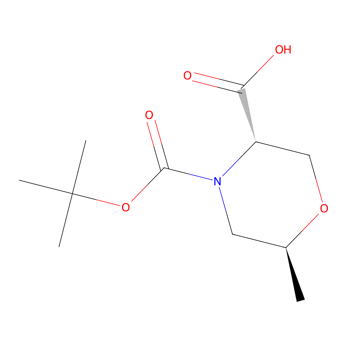 (3S,6S)-4-((tert-butoxy)carbonyl)-6-methylmorpholine-3-carboxylic acid molecular structure, CAS 2165713-04-0