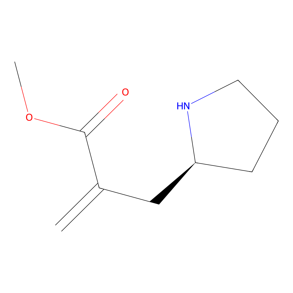 methyl 2-{[(2S)-pyrrolidin-2-yl]methyl}prop-2-enoate molecular structure, CAS 2165713-27-7