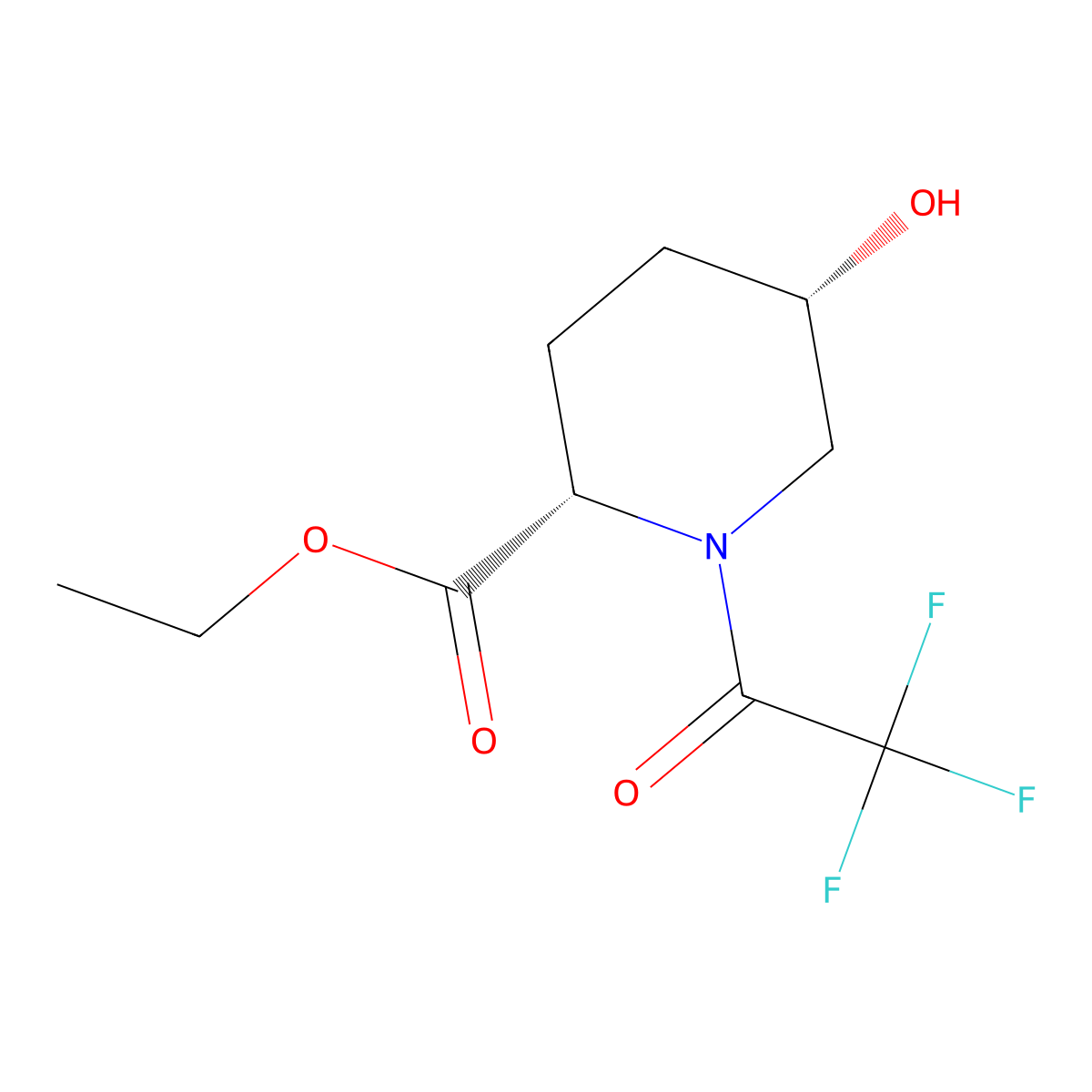 (2S,5S)-ethyl 5-hydroxy-1-(2,2,2-trifluoroacetyl)piperidine-2-carboxylate molecular structure, CAS 2165715-84-2