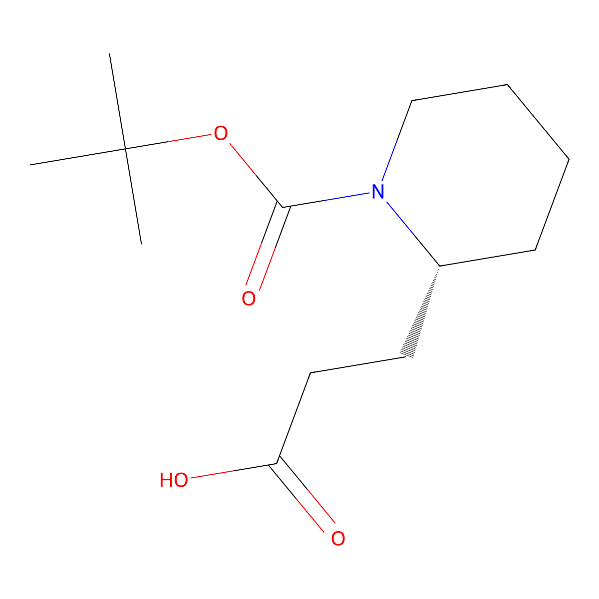 3-((2R)-1-((tert-butoxy)carbonyl)piperidin-2-yl)propanoic acid molecular structure, CAS 2165721-73-1