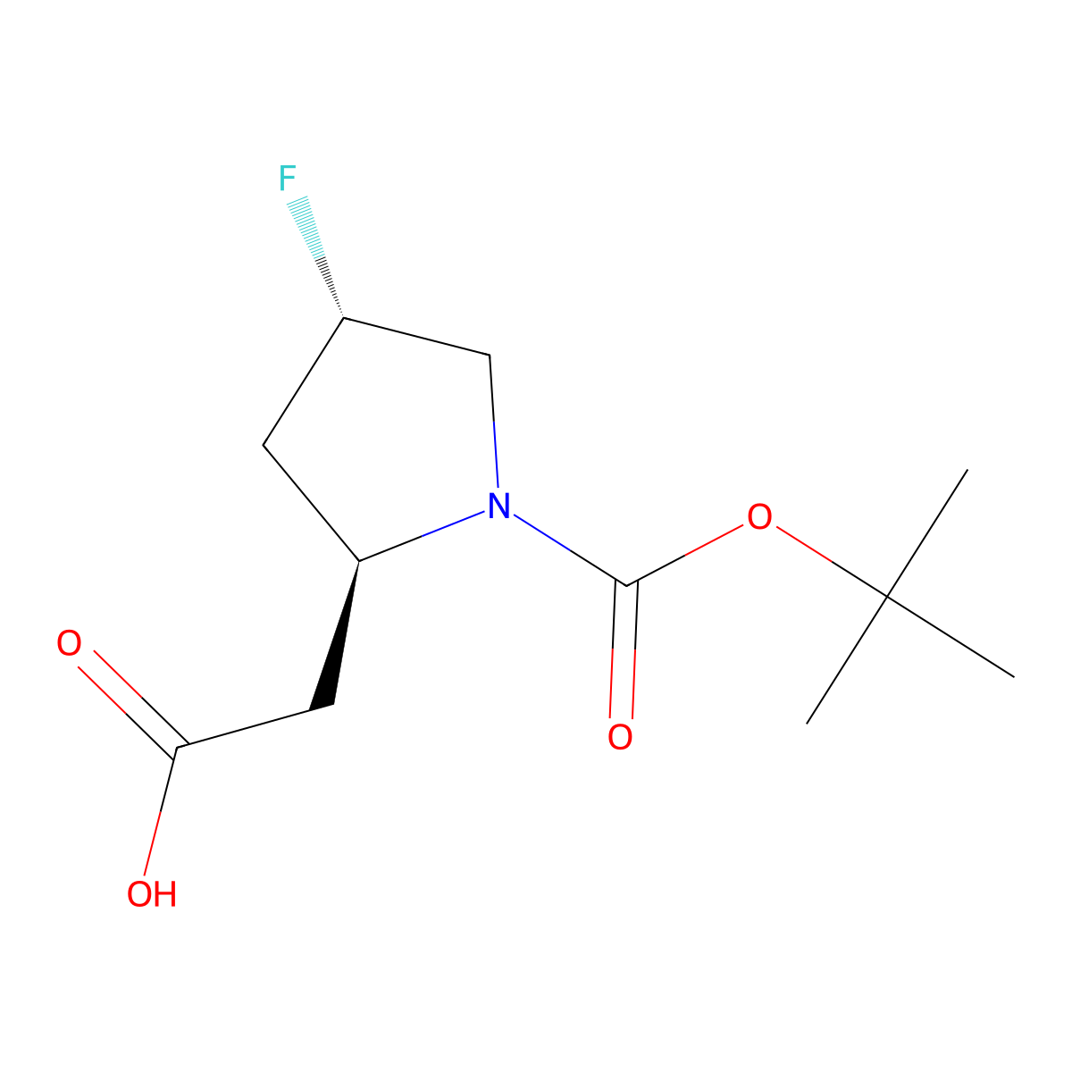 2-[(2S,4S)-1-[(tert-butoxy)carbonyl]-4-fluoropyrrolidin-2-yl]acetic acid molecular structure, CAS 2165730-97-0