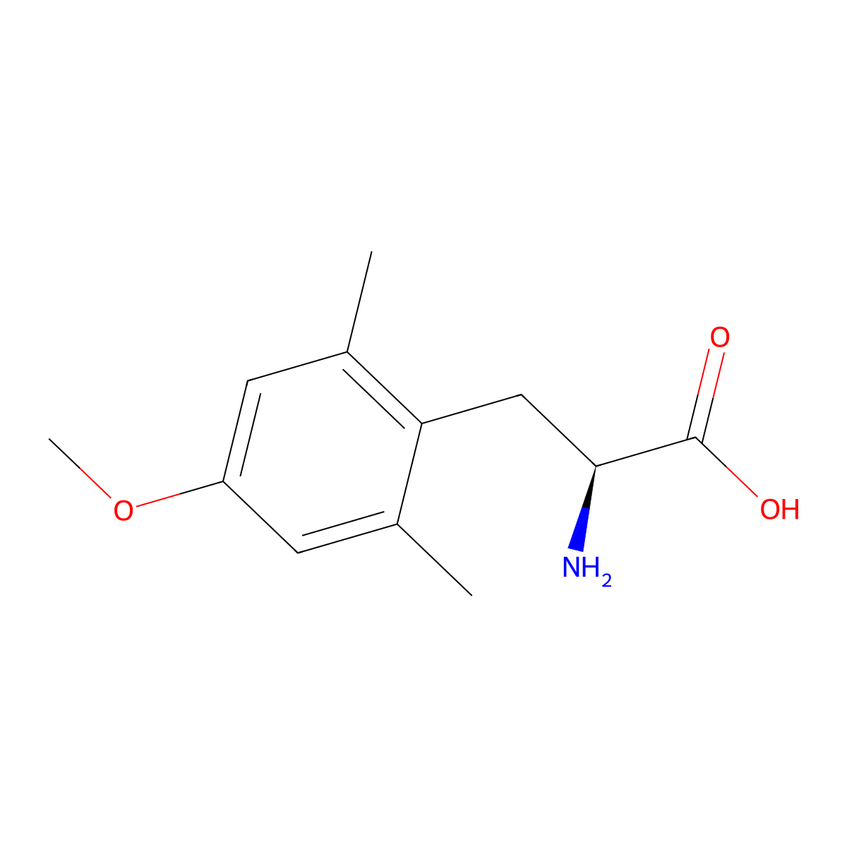 (2S)-2-amino-3-(4-methoxy-2,6-dimethylphenyl)propanoic acid molecular structure, CAS 2165733-28-6