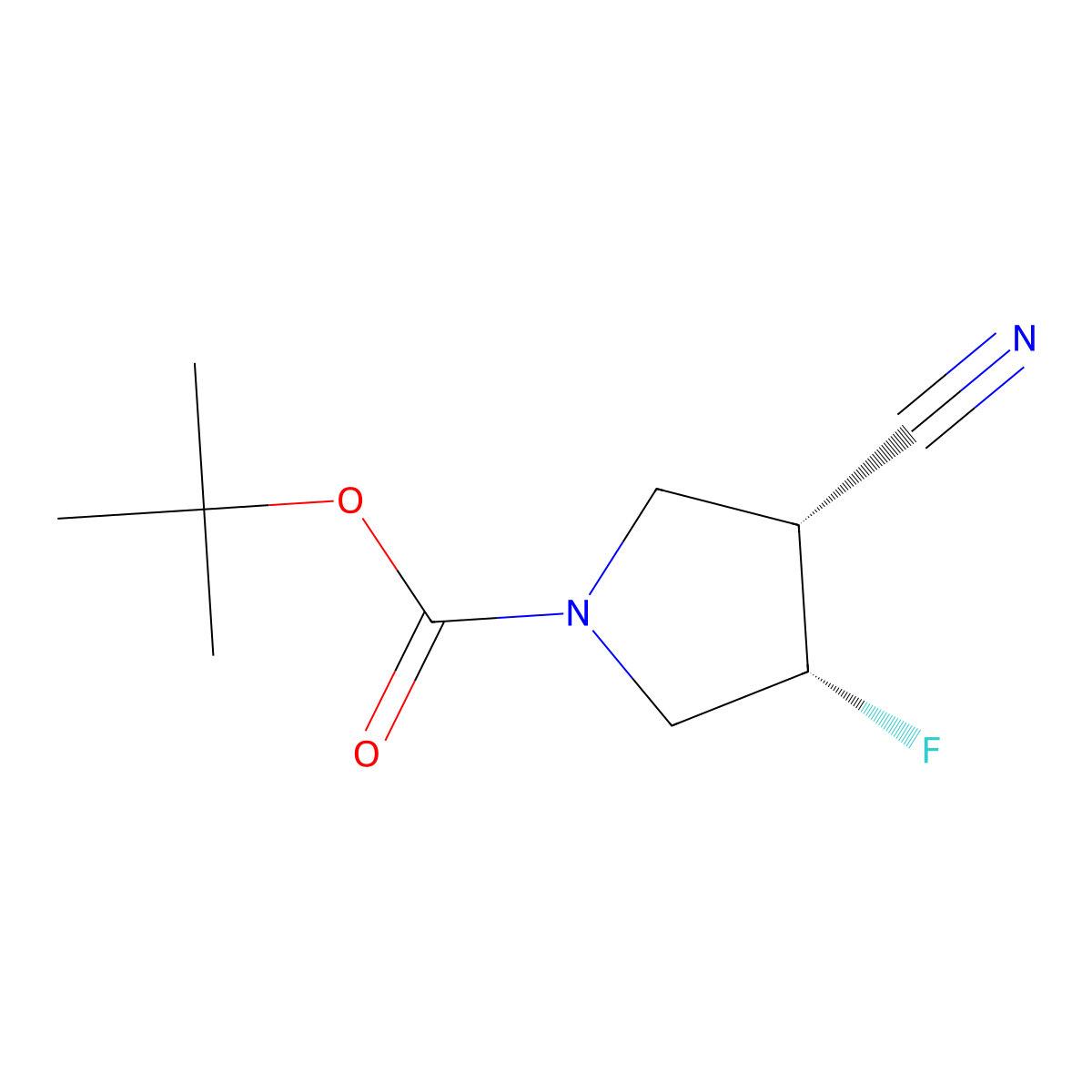 tert-butyl (3R,4S)-3-cyano-4-fluoropyrrolidine-1-carboxylate molecular structure, CAS 2165739-42-2