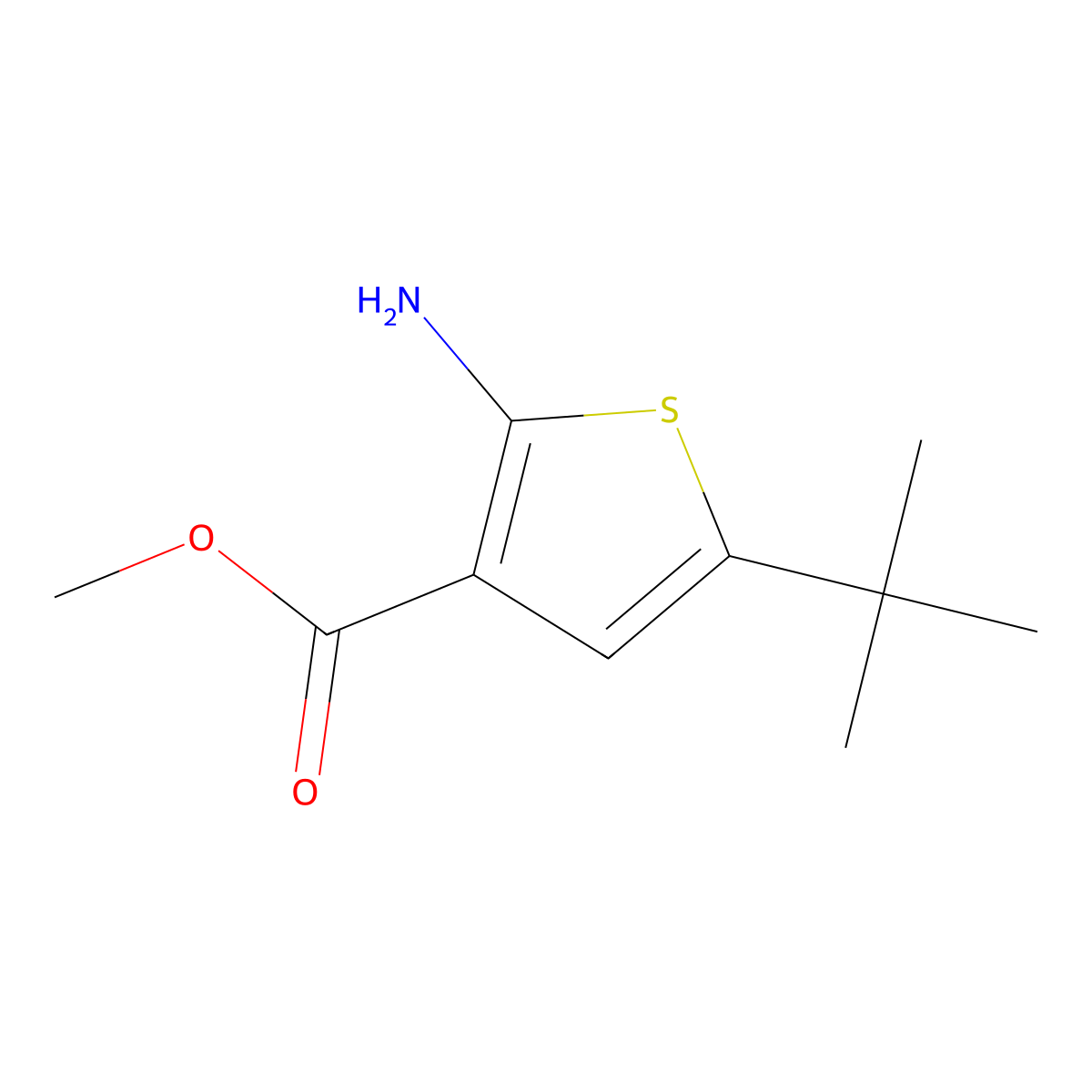 Methyl 2-amino-5-tert-butylthiophene-3-carboxylate molecular structure, CAS 216574-71-9