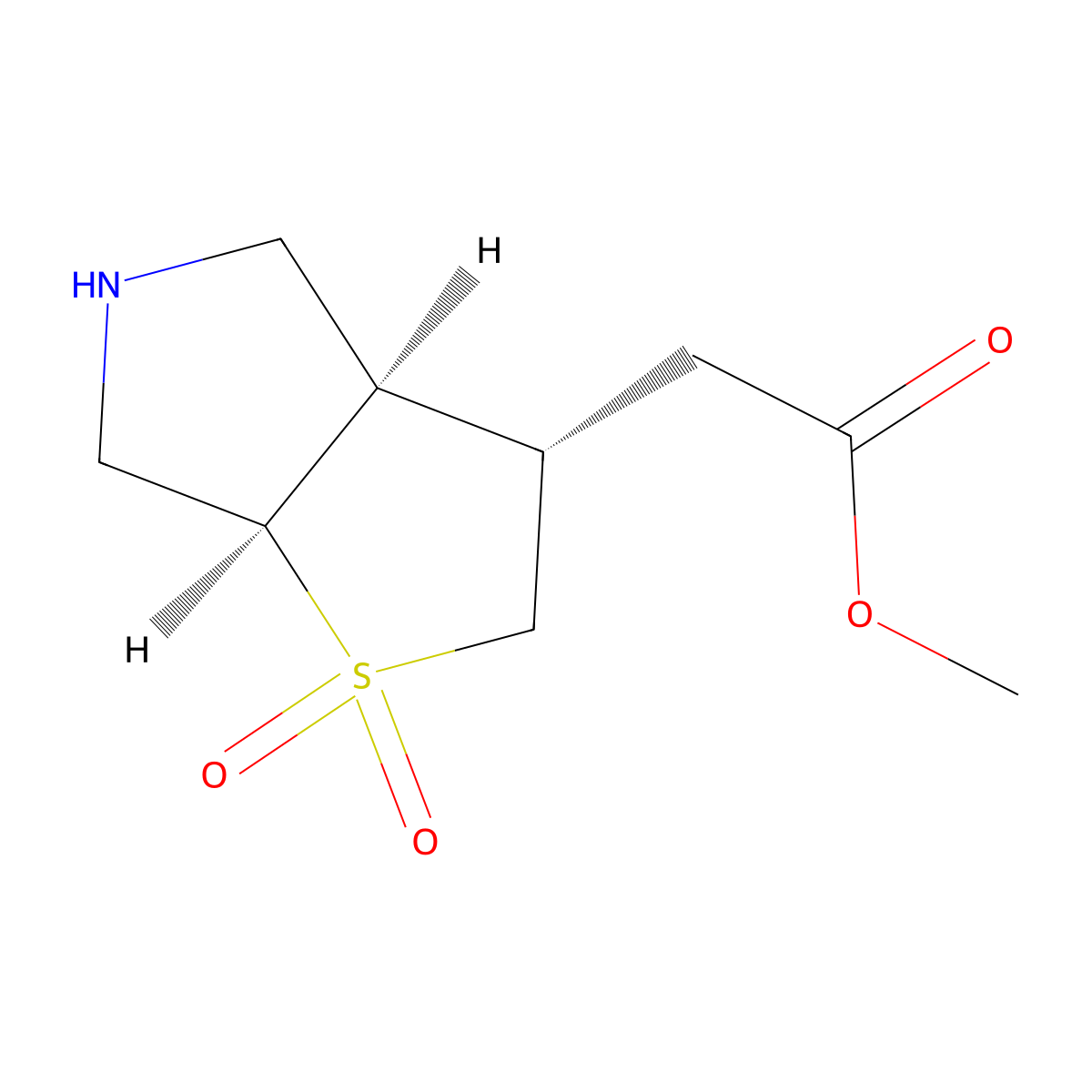 rac-methyl 2-[(3R,3aS,6aS)-1,1-dioxo-hexahydro-2H-1lambda6-thieno[2,3-c]pyrrol-3-yl]acetate molecular structure, CAS 2165751-11-9