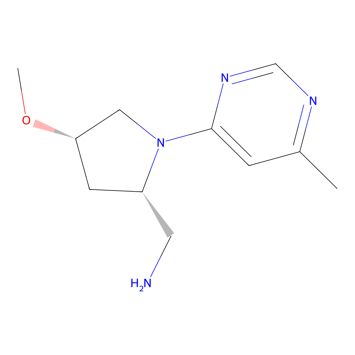 1-[(2S,4S)-4-methoxy-1-(6-methylpyrimidin-4-yl)pyrrolidin-2-yl]methanamine molecular structure, CAS 2165752-28-1