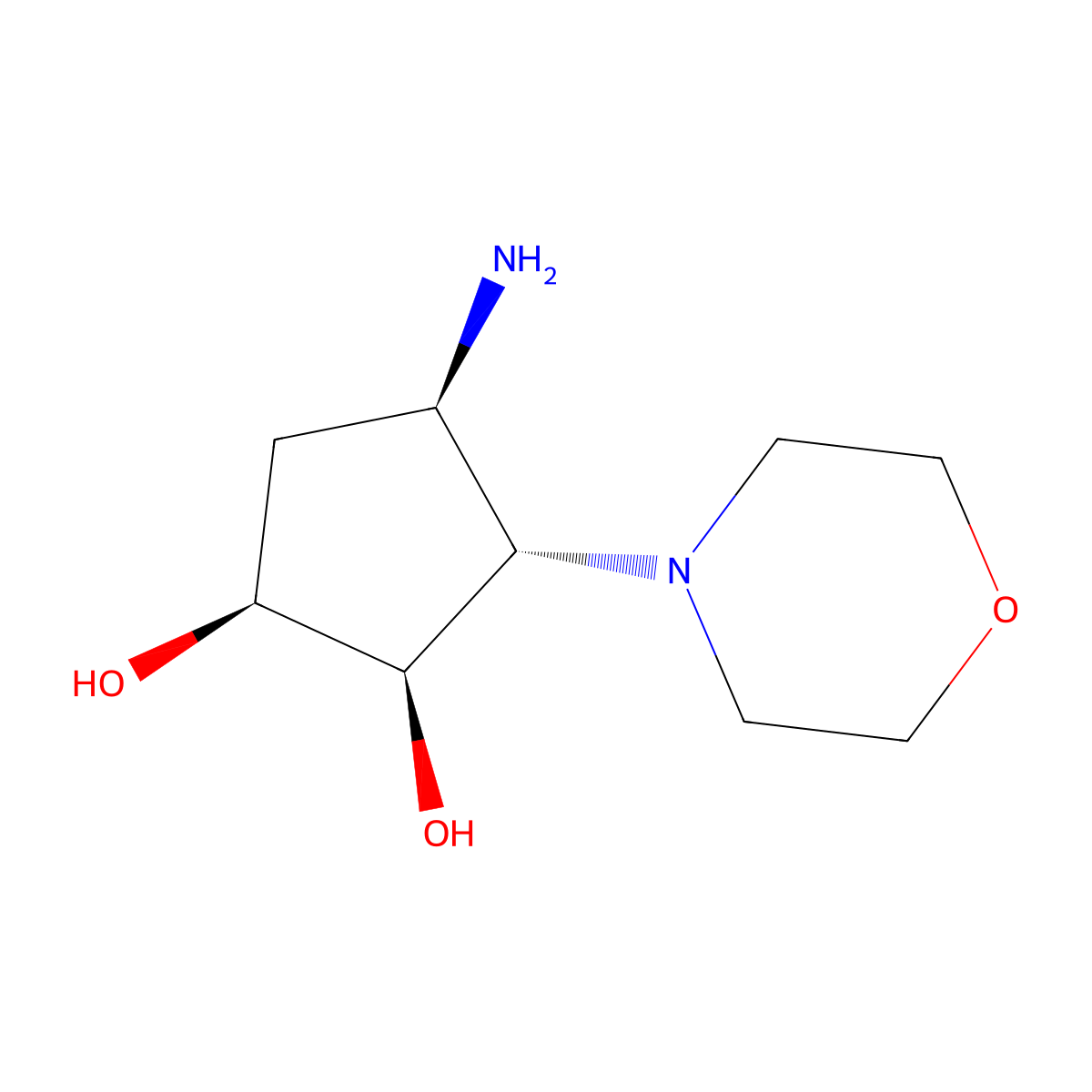 (1S,2R,3S,4R)-4-Amino-3-morpholinocyclopentane-1,2-diol molecular structure, CAS 2165754-92-5