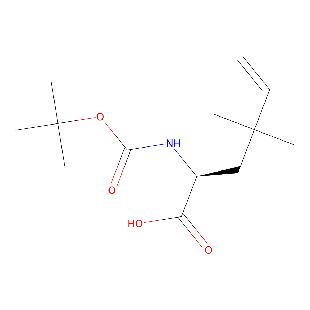 (2S)-2-(((tert-butoxy)carbonyl)amino)-4,4-dimethylhex-5-enoic acid molecular structure, CAS 2165759-34-0