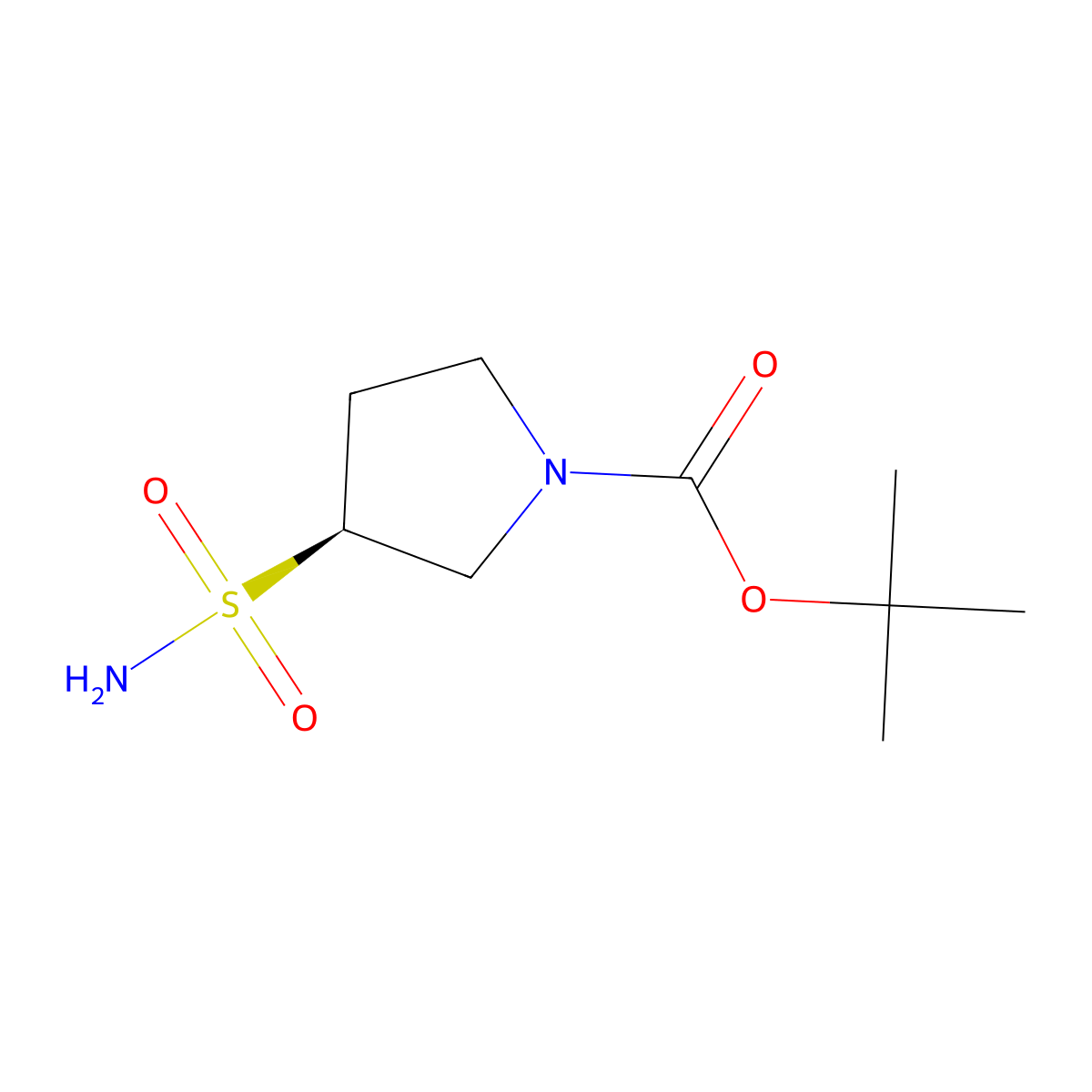 tert-butyl (3S)-3-sulfamoylpyrrolidine-1-carboxylate molecular structure, CAS 2165759-85-1