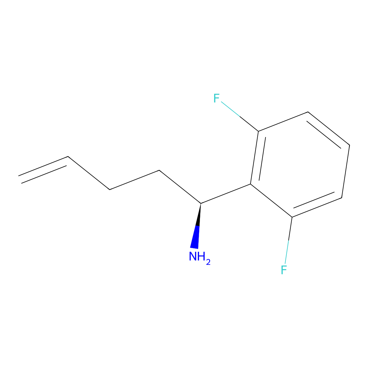 (1S)-1-(2,6-difluorophenyl)pent-4-en-1-amine molecular structure, CAS 2165762-71-8