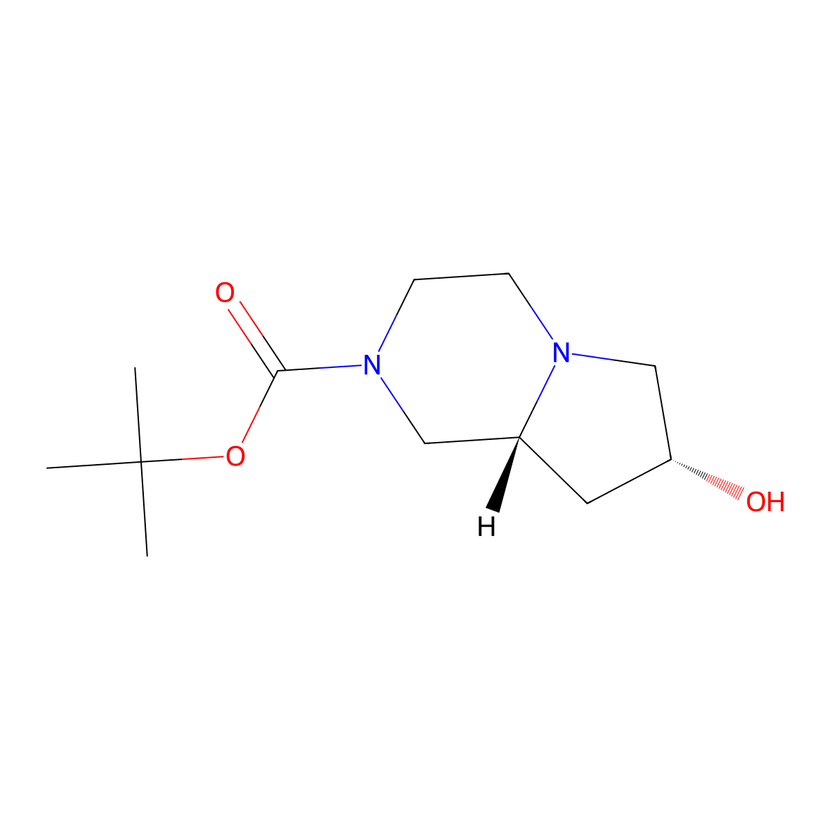 tert-butyl (7R,8aR)-7-hydroxy-octahydropyrrolo[1,2-a]piperazine-2-carboxylate molecular structure, CAS 2165768-48-7
