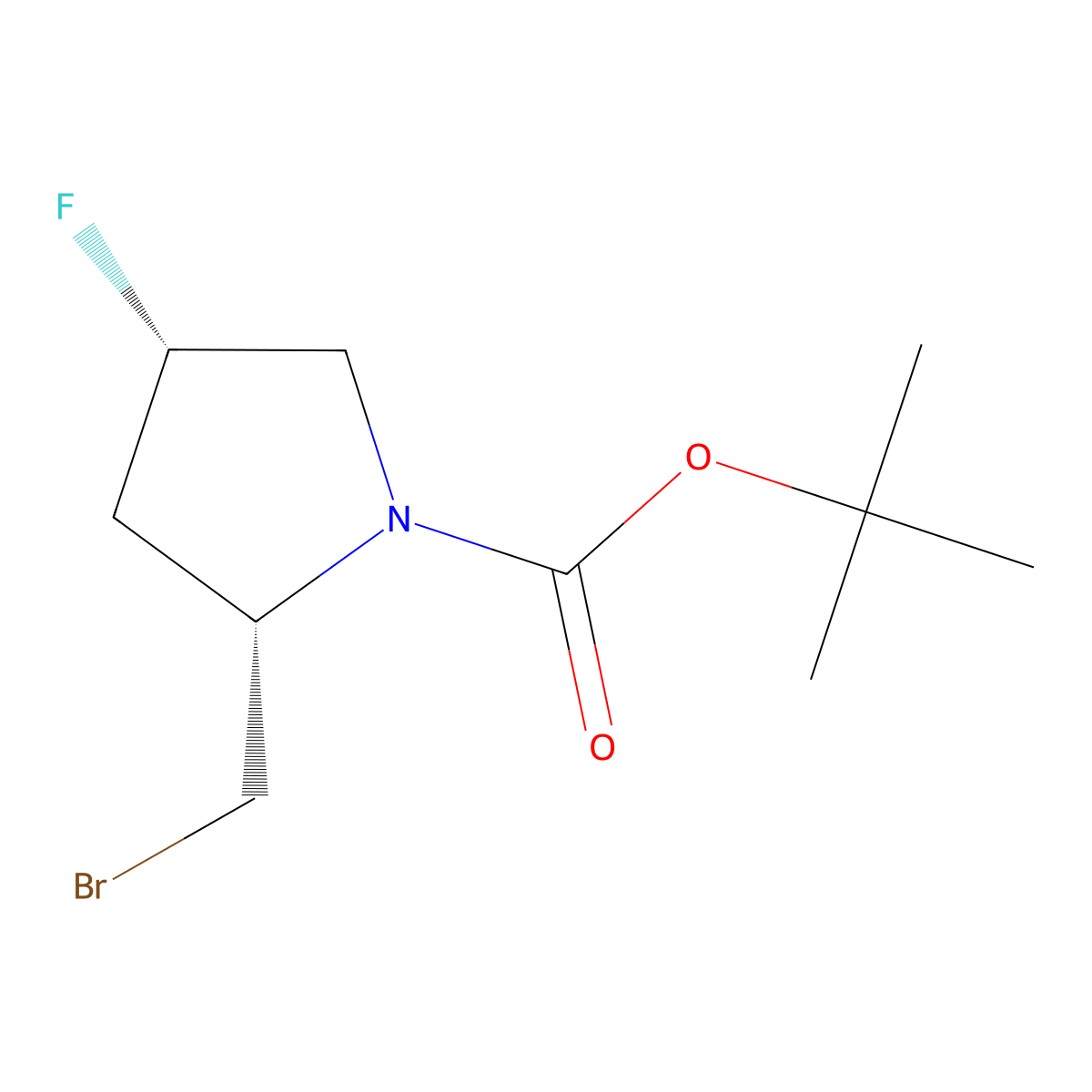tert-butyl (2S,4S)-2-(bromomethyl)-4-fluoropyrrolidine-1-carboxylate molecular structure, CAS 2165773-57-7