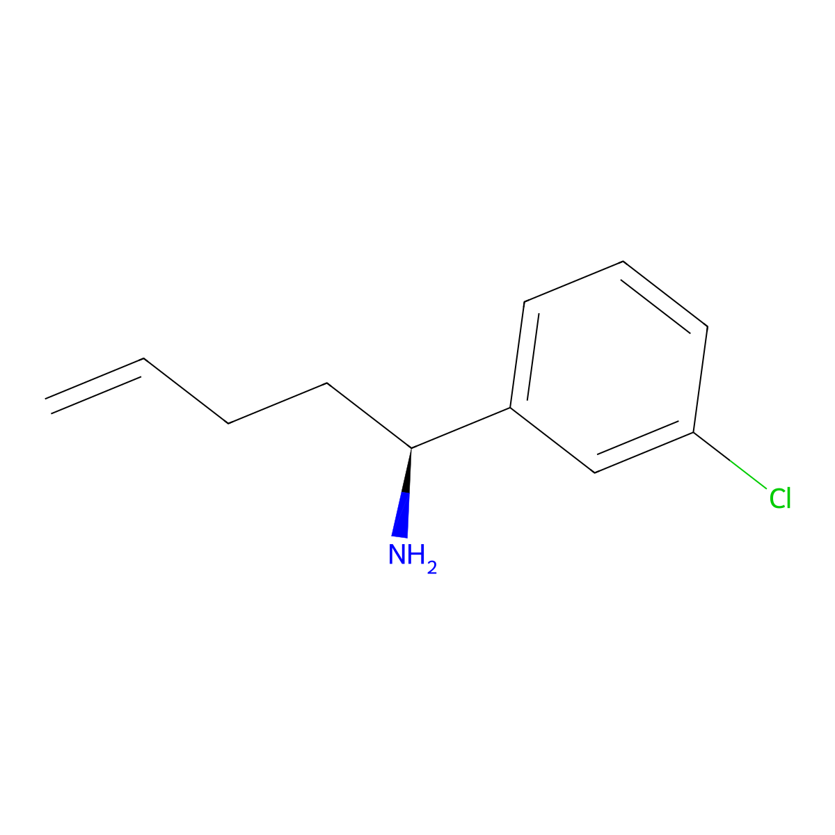 (1S)-1-(3-chlorophenyl)pent-4-en-1-amine molecular structure, CAS 2165783-64-0