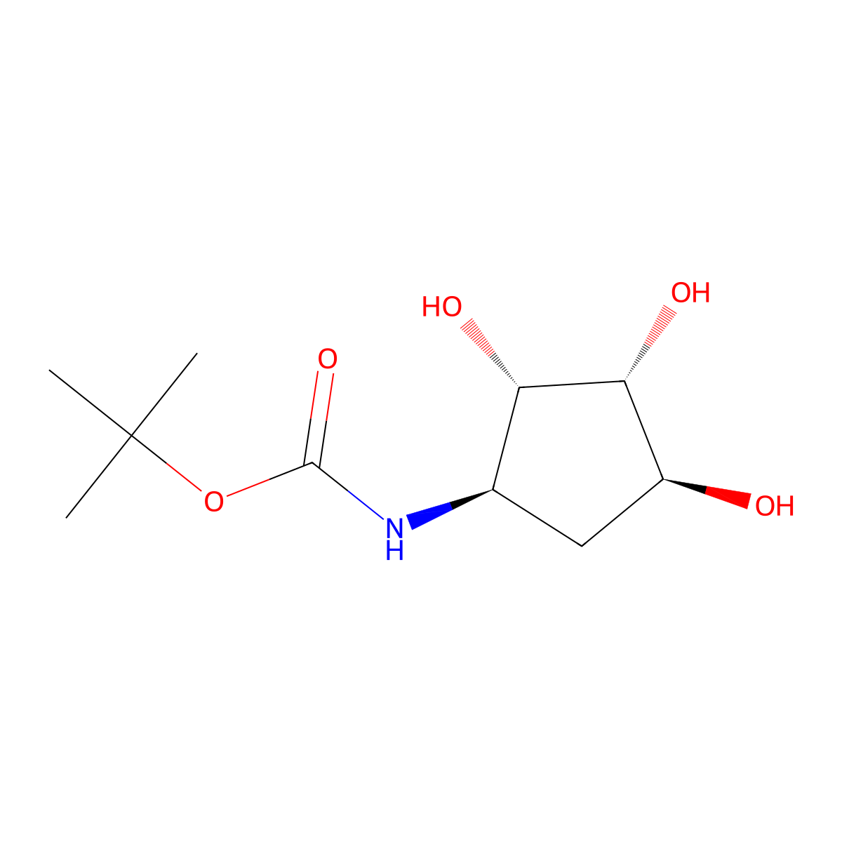 rac-tert-butyl N-[(1R,2S,3R,4S)-2,3,4-trihydroxycyclopentyl]carbamate molecular structure, CAS 2165783-78-6