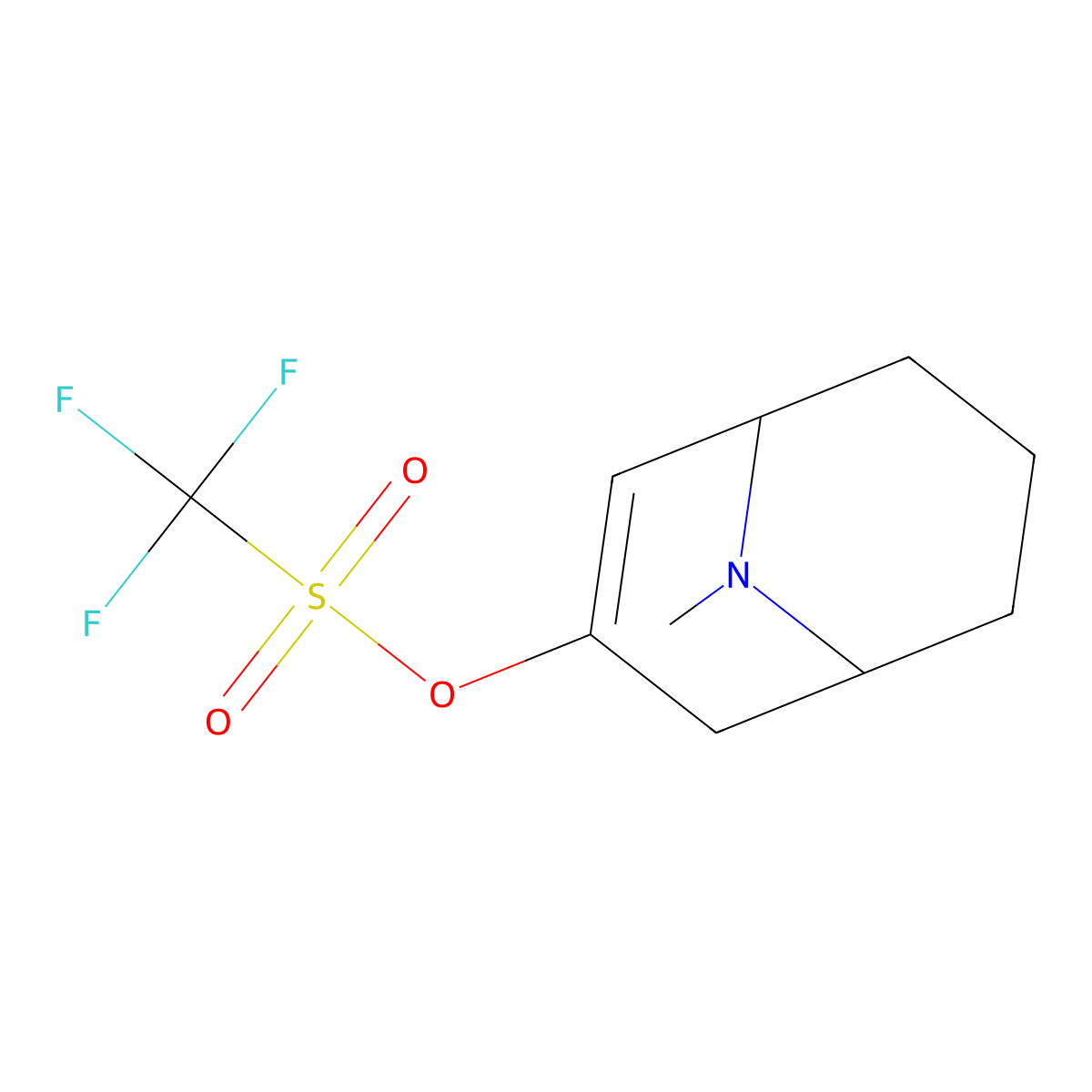 Methanesulfonic acid, 1,1,1-trifluoro-, 9-methyl-9-azabicyclo[3.3.1]non-2-en-3-yl ester molecular structure, CAS 216579-52-1