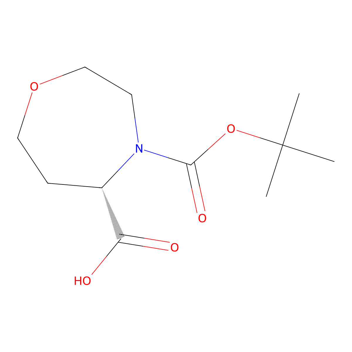 (5S)-4-tert-Butoxycarbonyl-1,4-oxazepane-5-carboxylic acid molecular structure, CAS 2165790-68-9