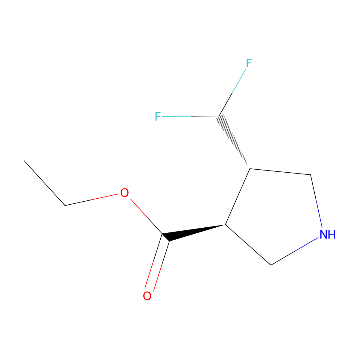ethyl (3S,4S)-4-(difluoromethyl)pyrrolidine-3-carboxylate molecular structure, CAS 2165794-98-7