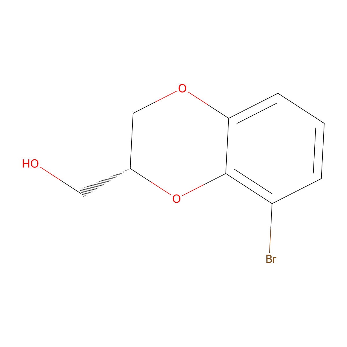 (R)-(8-Bromo-2,3-dihydrobenzo[b][1,4]dioxin-2-yl)methanol molecular structure, CAS 2165795-95-7