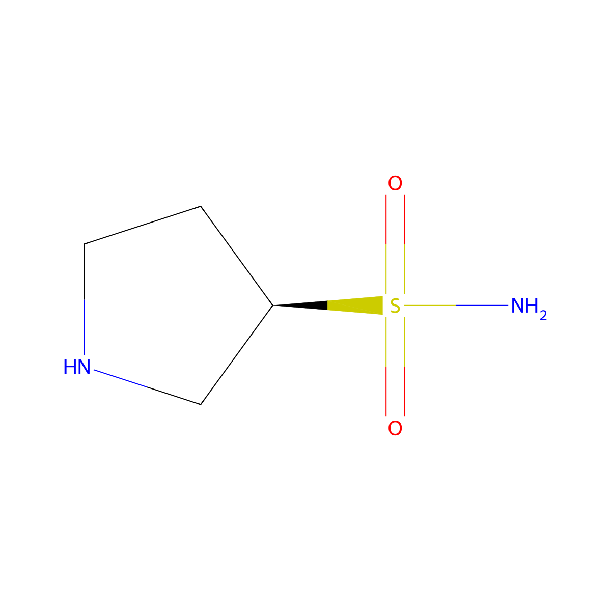 (3R)-pyrrolidine-3-sulfonamide molecular structure, CAS 2165799-87-9