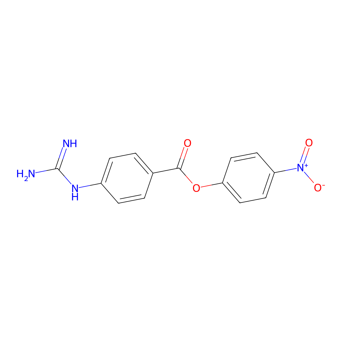 4-Nitrophenyl 4-((aminoiminomethyl)amino)benzoate molecular structure, CAS 21658-26-4