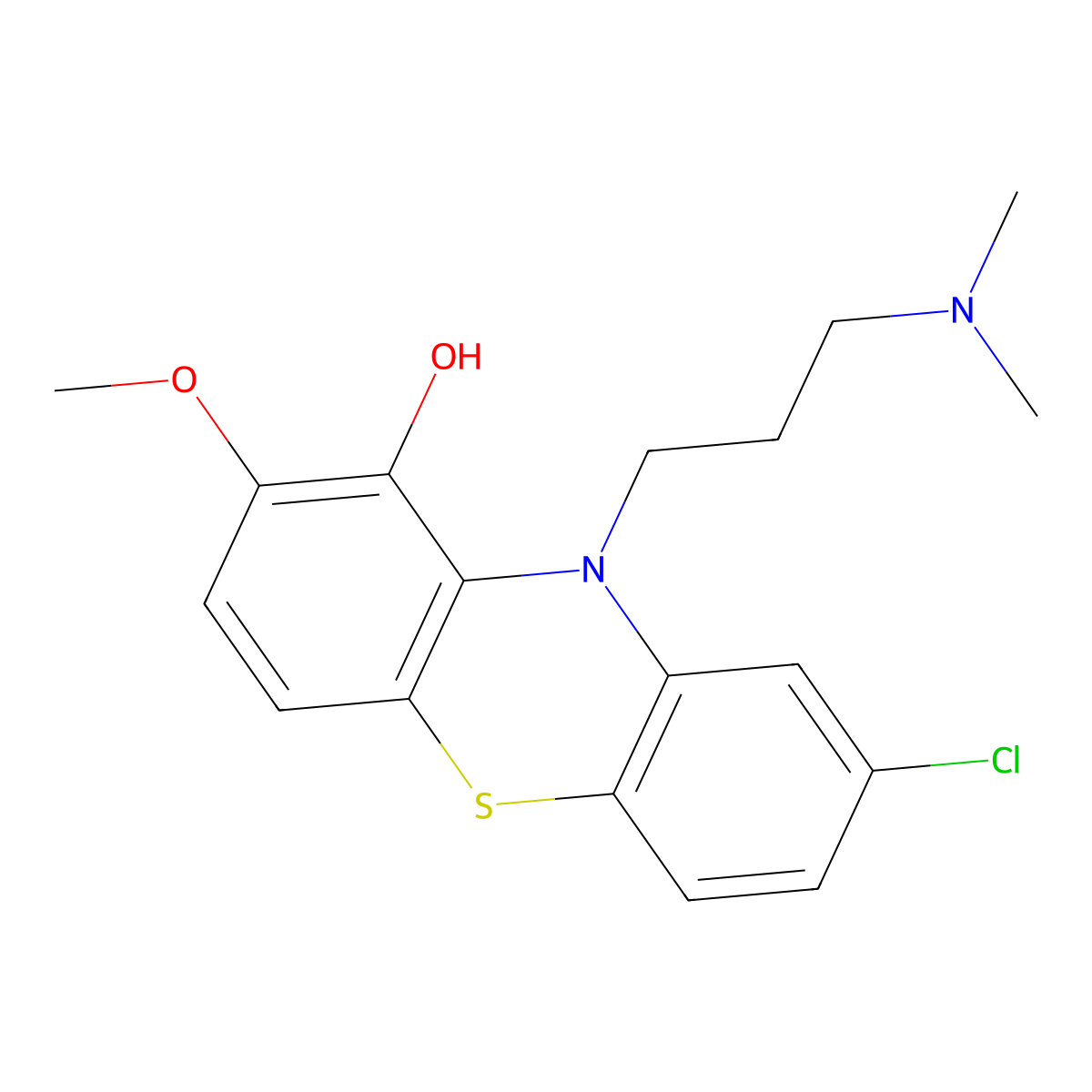 Phenothiazine, 2-chloro-10-(3-(dimethylamino)propyl)-8-hydroxy-7-methoxy- molecular structure, CAS 21658-48-0