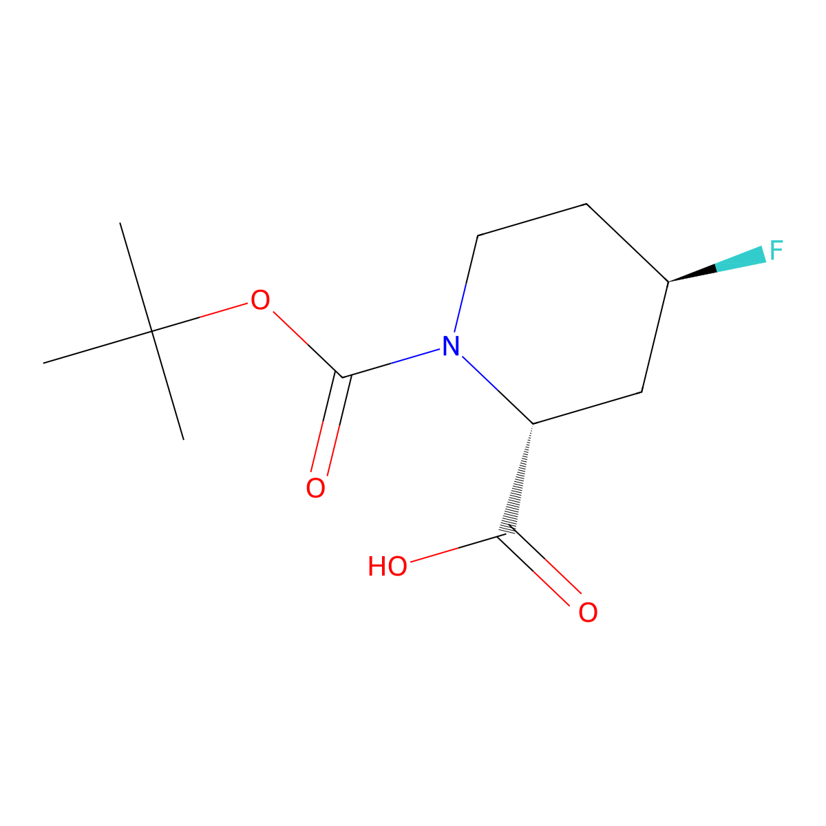 (2R,4R)-1-[(tert-Butoxy)carbonyl]-4-fluoropiperidine-2-carboxylic acid molecular structure, CAS 2165800-31-5