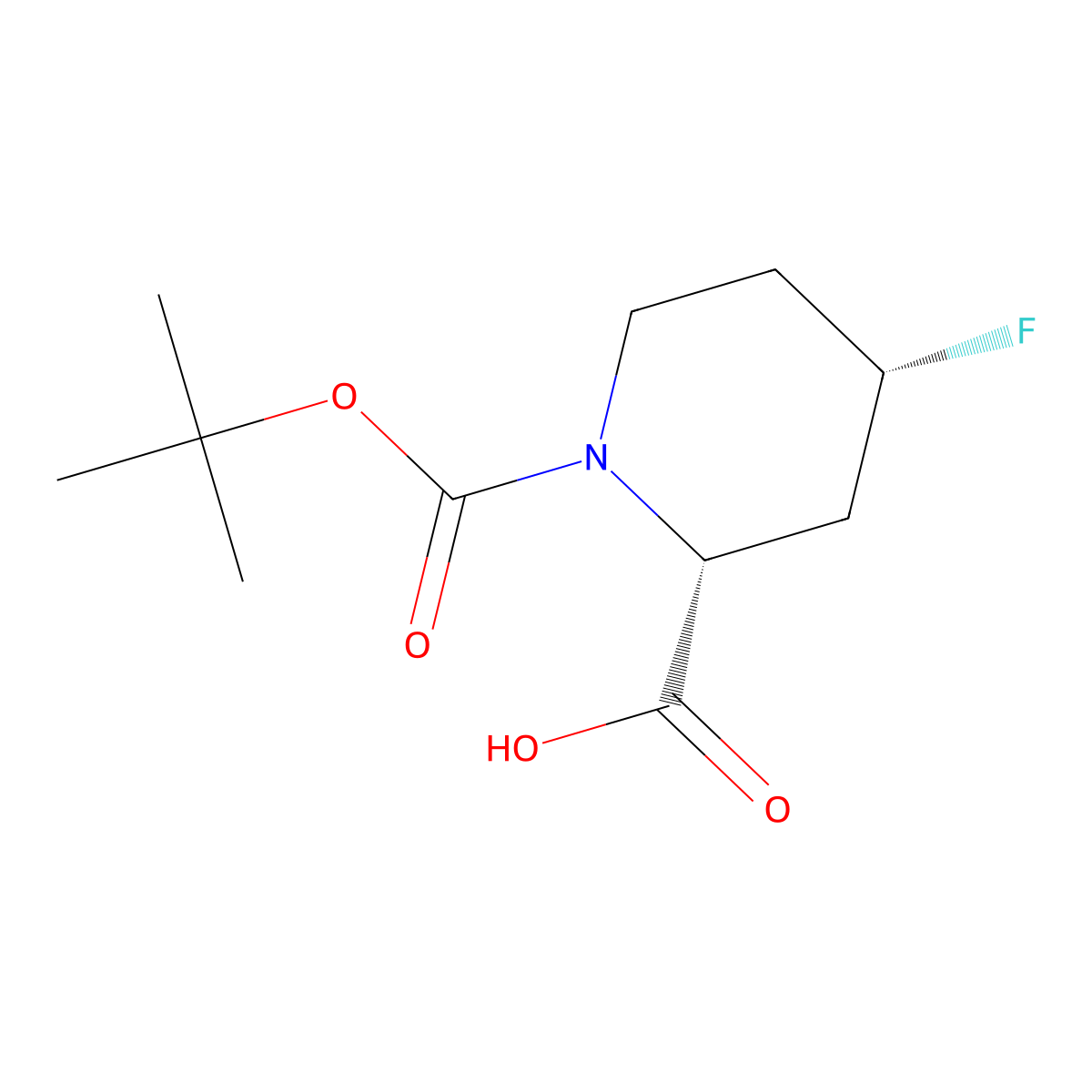 (2R,4S)-1-(tert-Butoxycarbonyl)-4-fluoropiperidine-2-carboxylic acid molecular structure, CAS 2165801-50-1