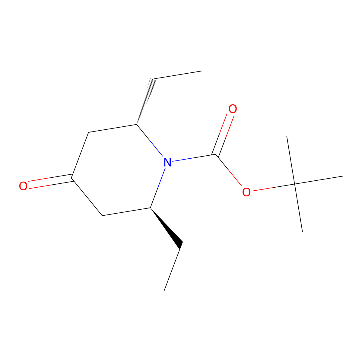 (2S,6S)-2,6-Diethyl-4-oxo-piperidine-1-carboxylic acid tert-butyl ester molecular structure, CAS 2165801-58-9