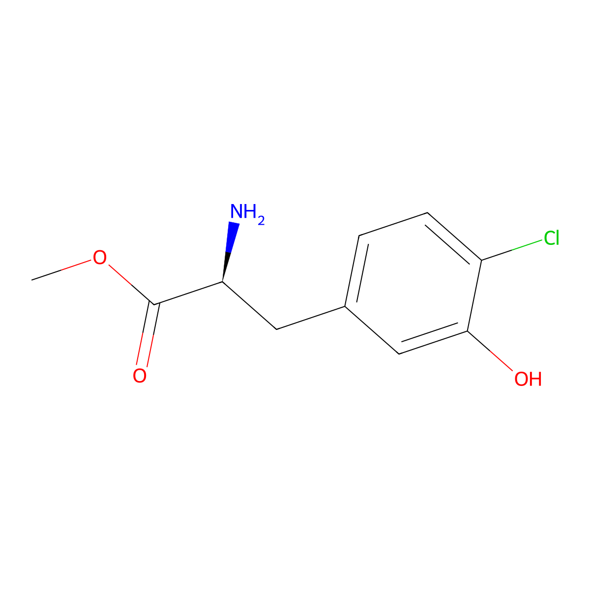 Methyl (S)-2-amino-3-(4-chloro-3-hydroxyphenyl)propanoate molecular structure, CAS 2165802-54-8