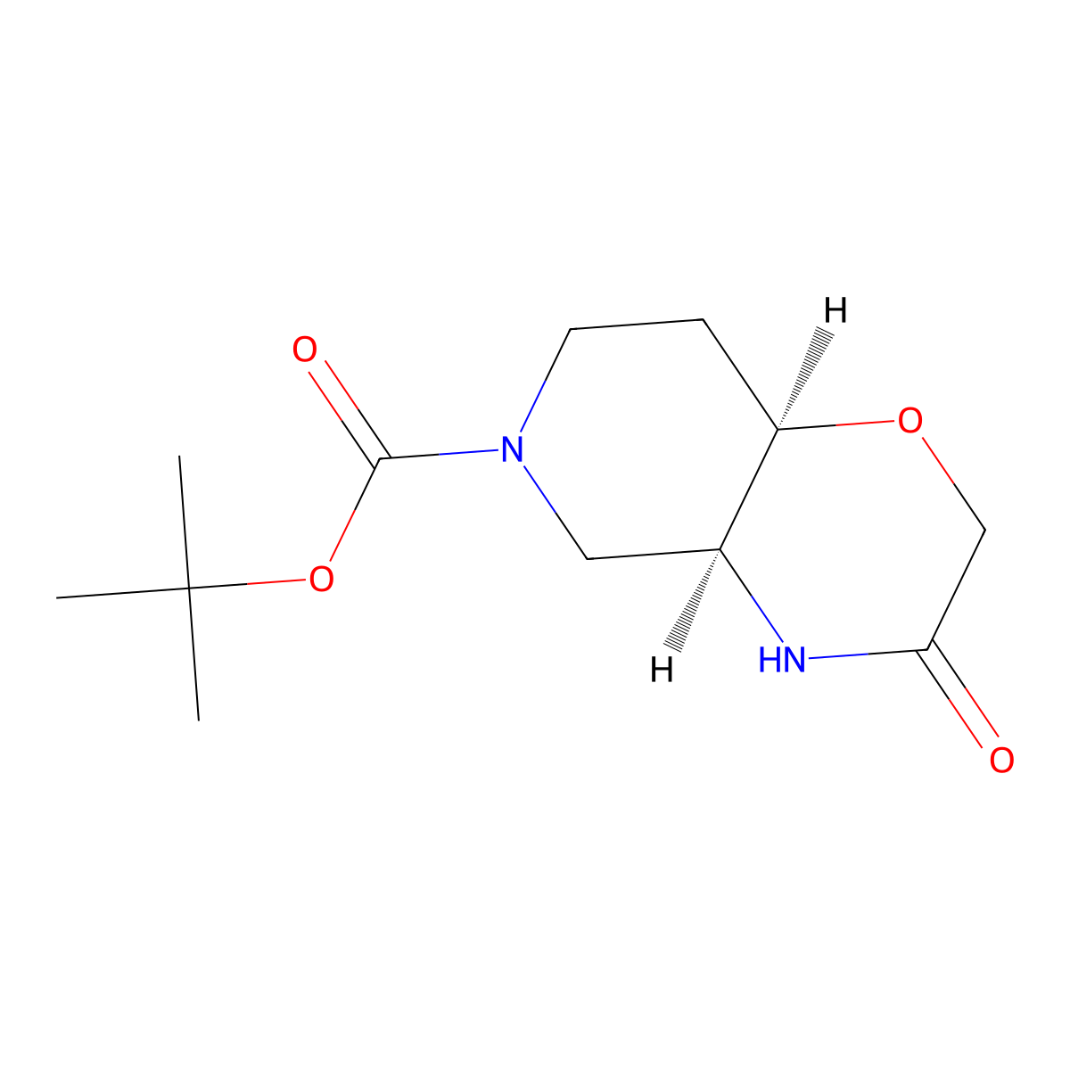 Rel-tert-butyl (4aS,8aR)-3-oxohexahydro-2H-pyrido[4,3-b][1,4]oxazine-6(5H)-carboxylate molecular structure, CAS 2165809-70-9
