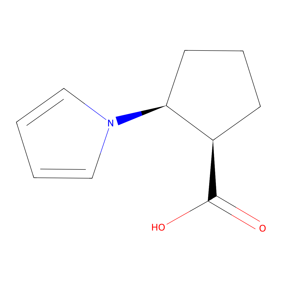 (1R,2S)-2-Pyrrol-1-ylcyclopentane-1-carboxylic acid molecular structure, CAS 2165809-82-3