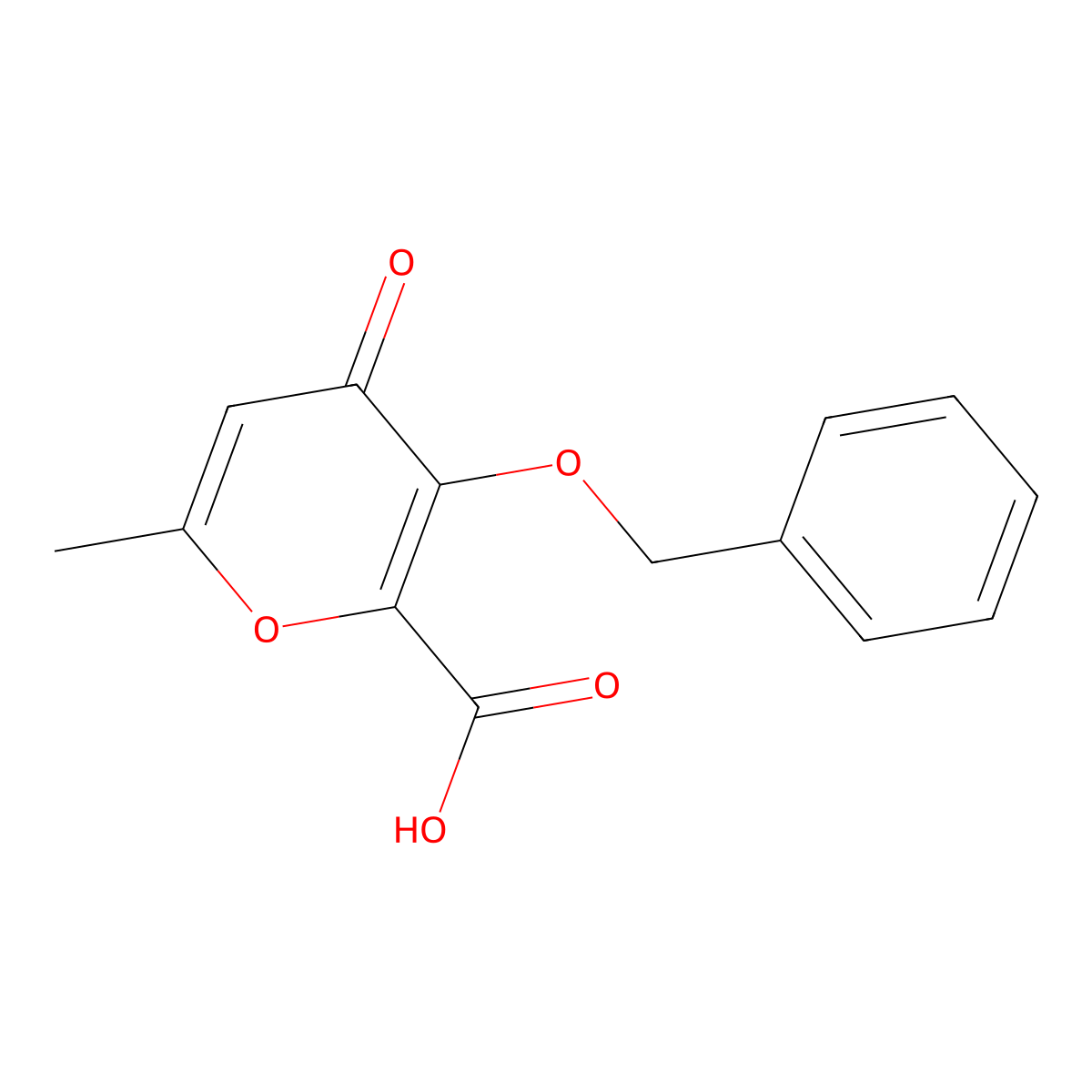 3-(benzyloxy)-6-methyl-4-oxo-4H-pyran-2-carboxylic acid molecular structure, CAS 216581-47-4