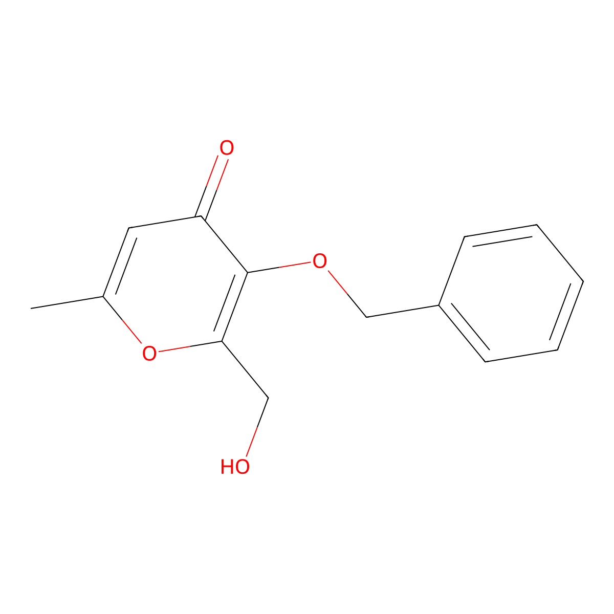 2-hydroxymethyl-3-benzyloxy-6-methyl-pyran-4(1H)-one molecular structure, CAS 216581-77-0